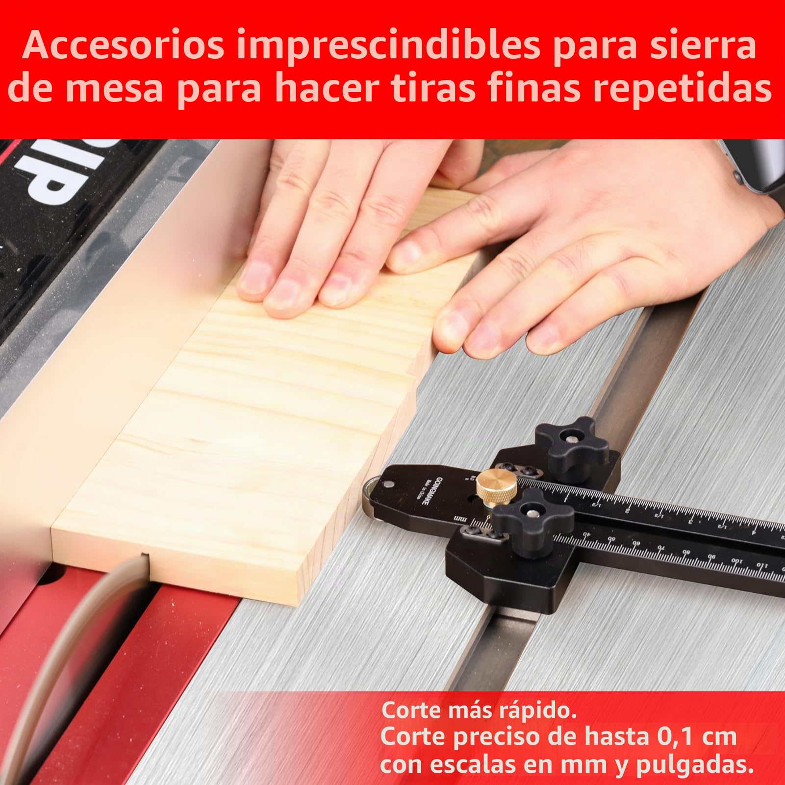 GOINGMAKE Guía de plantilla de sierra de mesa de corte fino para hacer cortes repetitivos de tiras finas y estrechas, herramientas de carpintería, guía de rasgado rápido y delgado para sierra de mesa,