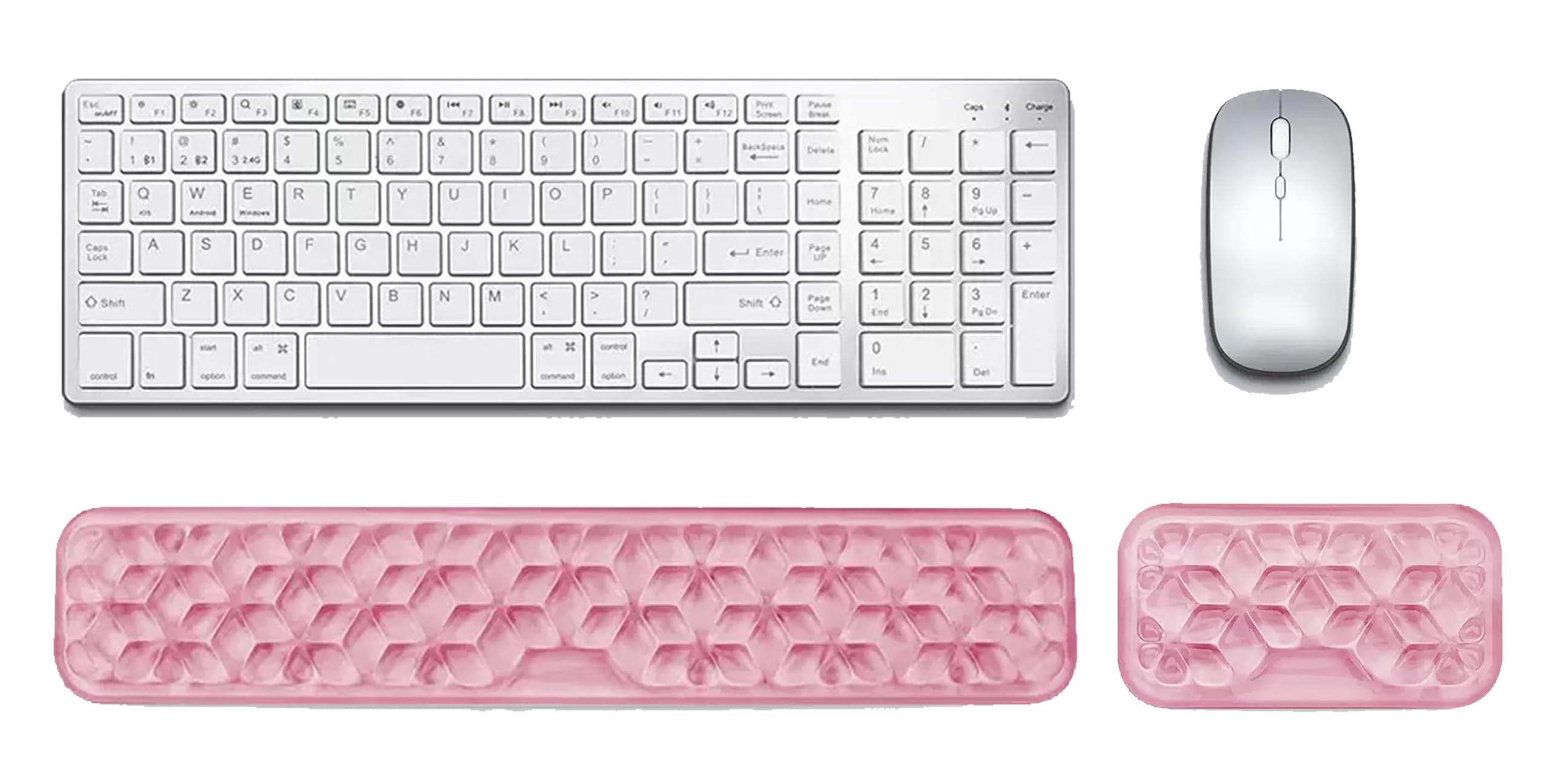 Aszqvd Mouse Pad with Wrist Rest, Soft Cloud Gel Keyboard Mouse Pad Set with Hand Wrist Support, Cute Non Slip Office Desk Accessories for Comfort/Pain Relief/Computer/Laptop (Pink Diamond)