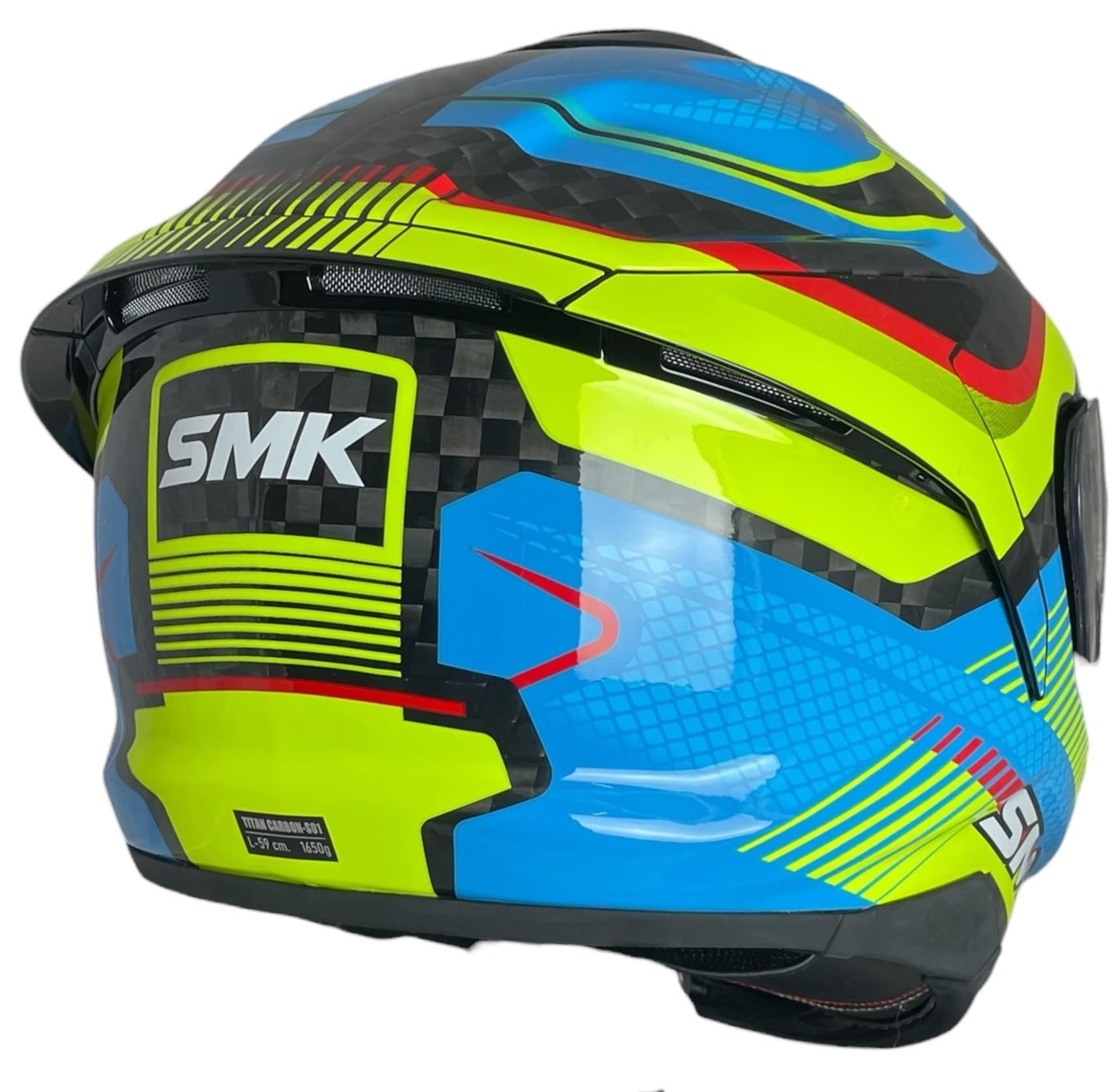 Casco Integral de Moto SMK Titan Carbon Razor GL254 – Fibra de Carbono Decorado Brillo, Ligero, Deportivo, y Visor Antirrayas (L 59/60)