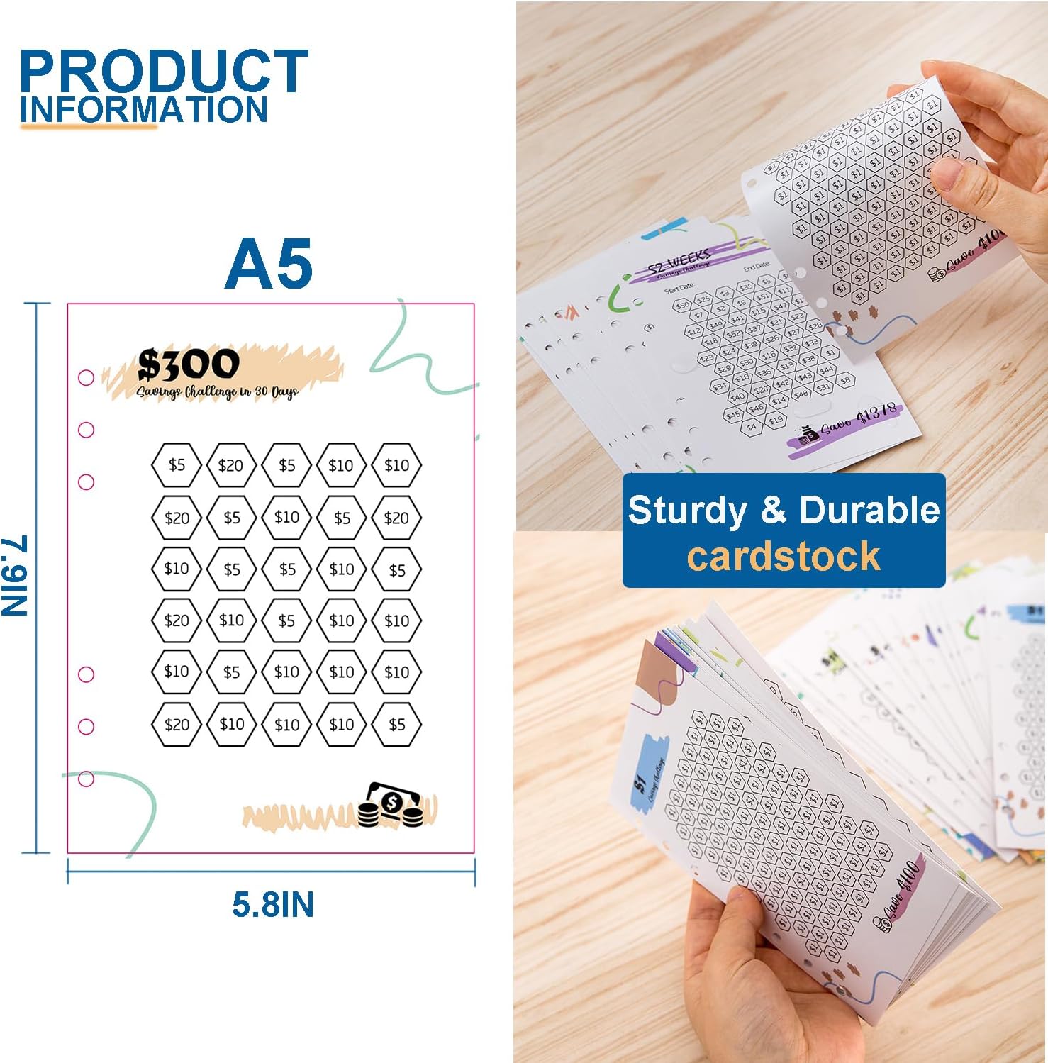 Kickstart Your Savings Journey with Laminated Money Challenge Trackers!