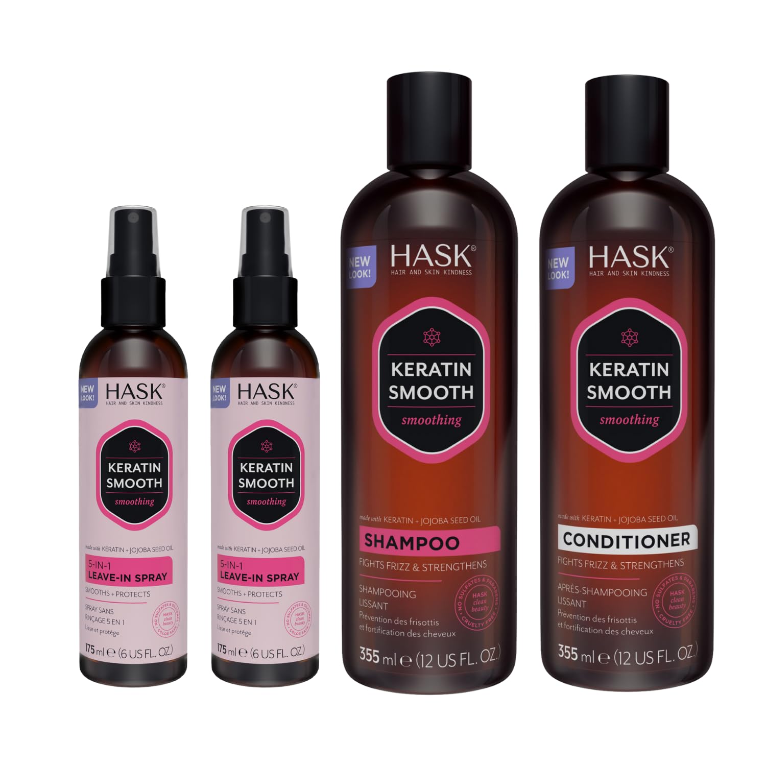 HASK Keratin Collection: 2 Keratin 5-in-1 Leave In Conditioner and 1 Shampoo and Conditioner set