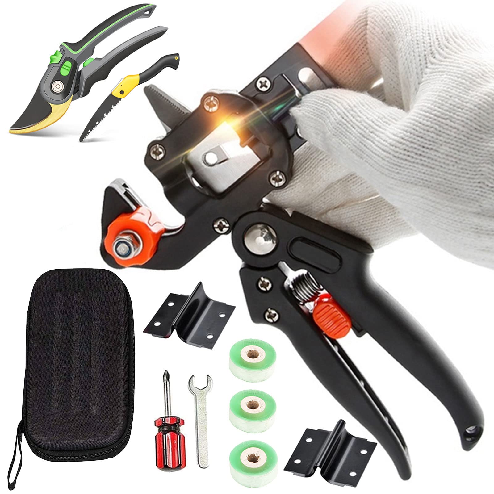 Forbici Innesto Professionale, Giardino Innesto Kit di Attrezzi per Efficiente Potatura e Innesto, per Efficiente Potatura e Innesto per Alberi da Frutto/Pianta, per Innesto e Lame di Ricambio,Style2