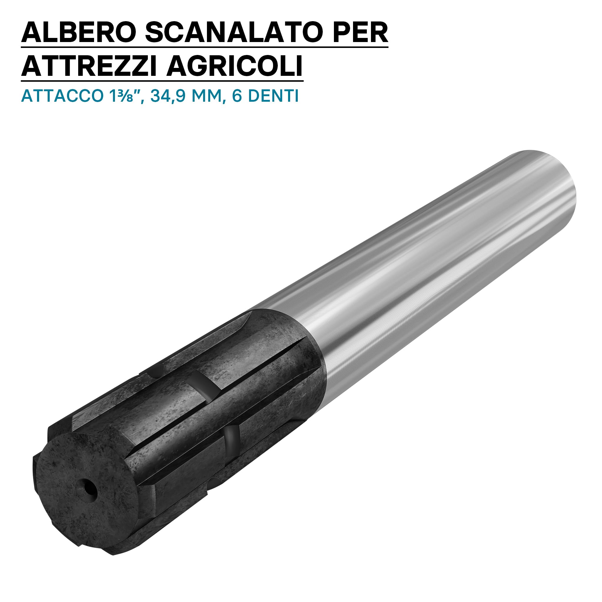 Wiltec Profilo scanalato per Albero cardanico B1 Giunto scanalato 300 mm 1 3/8" 6 Denti Trattore Cardano