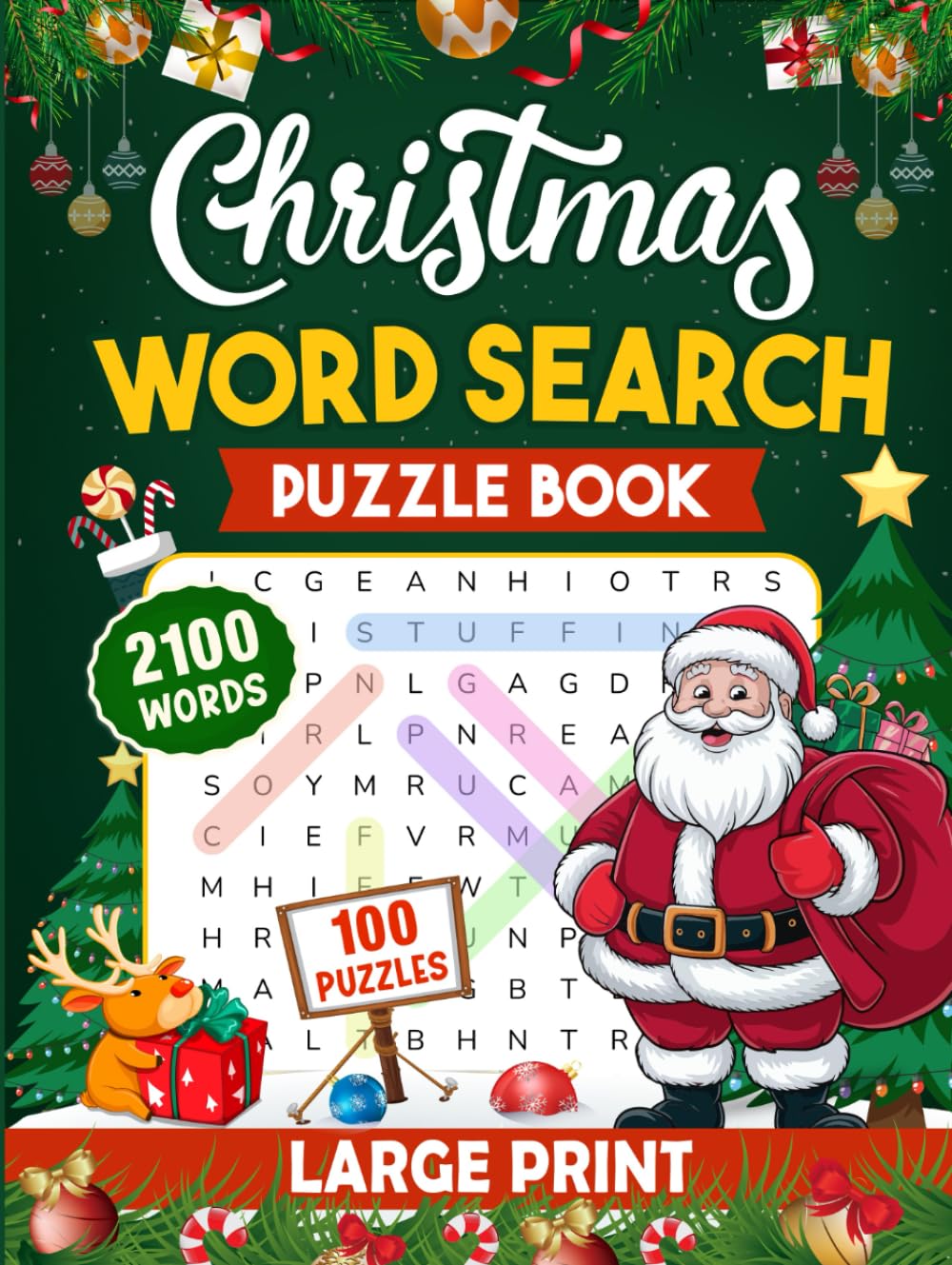 Christmas Word Search: 100 Large Print Puzzles with 2100 Joyful & Festive Words to Celebrate the Magic of Christmas (Holiday Puzzle Collection for Teens, Adults & Seniors)