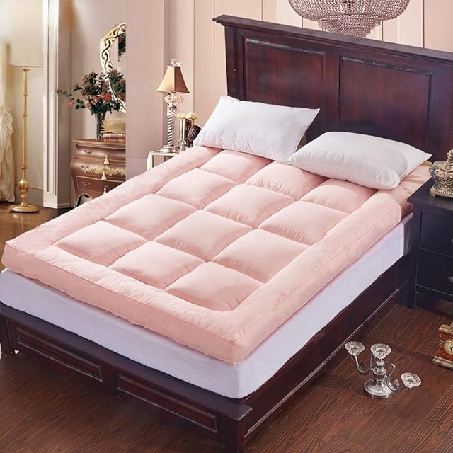 Mattress Topper 10Cm White/Pink/Gray Yellow Thick Single Or Double Comfortable Mattress Bedding Mattress Pad Ultra Soft 150X200Cm Jade