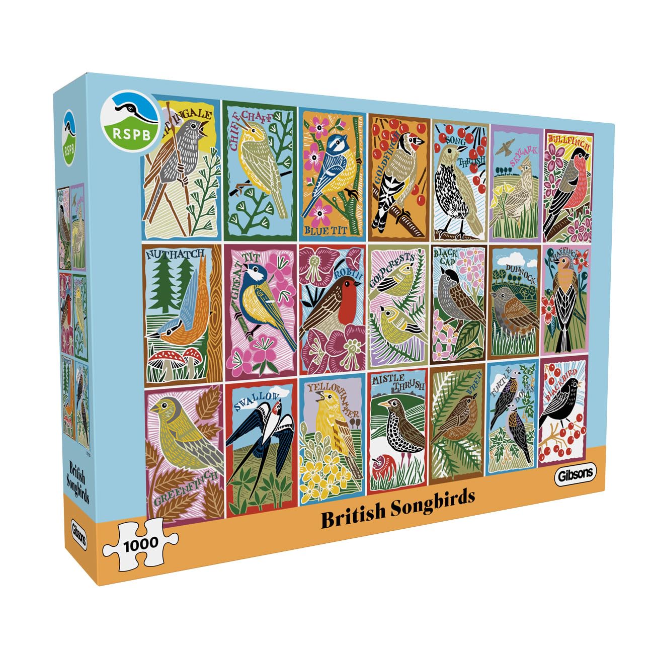 Gibsons RSPB British Songbirds 1000 Piece Jigsaw Puzzle for Adults – Vibrant Montage of UK Birds, Wildlife, Nature Art by Kate Heiss - Sustainably Made in the UK/EU — image 1
