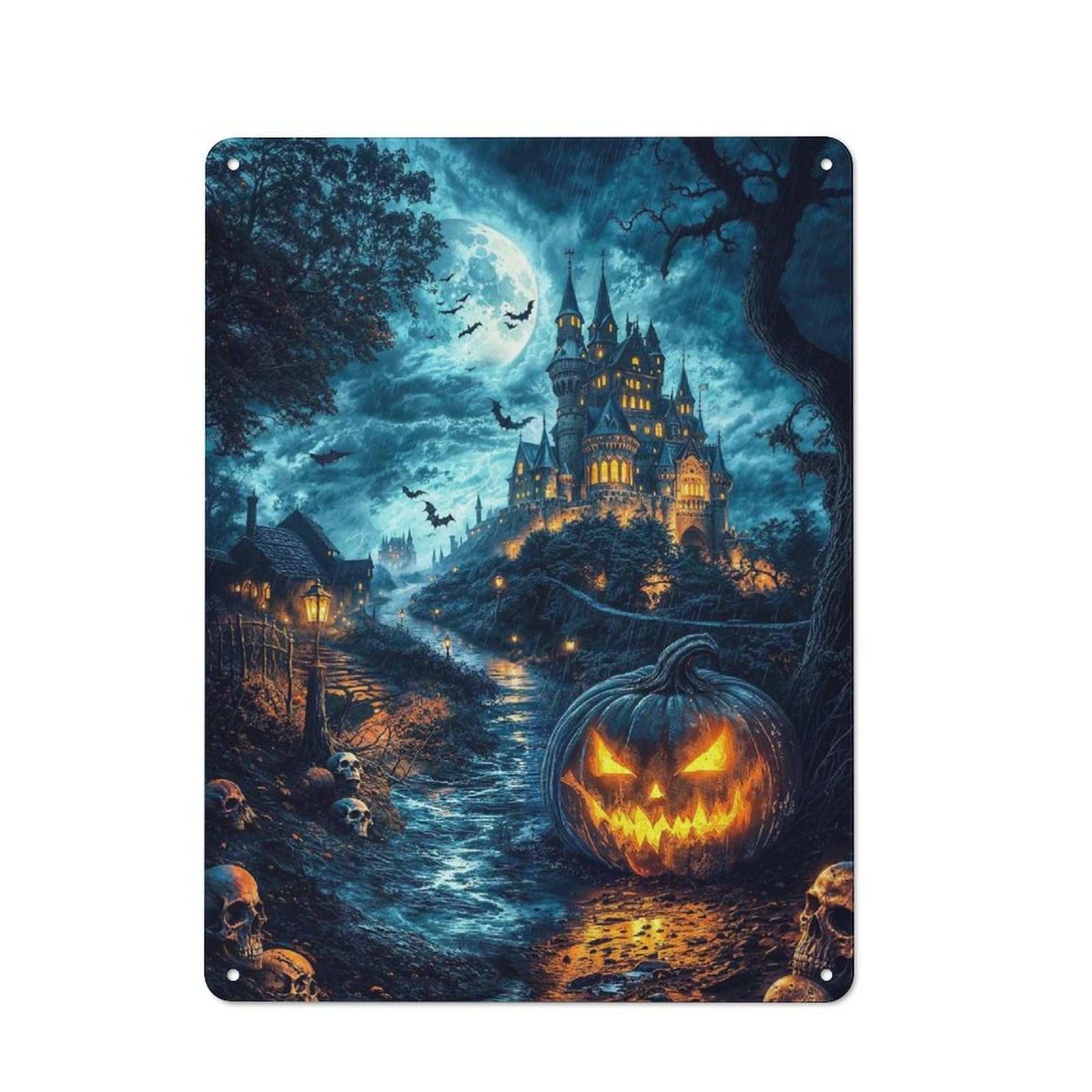 Fantasy Spooky Pumpkin Kitchen Metal Sign 40x30cm, Country Style Kitchen Wall Decor for Restaurant, Kitchen, Counter Or Breakfast Nook
