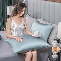Vista 5 de Funda de almohada de seda de morera para cabello y piel - Funda de almohada de seda refrescante con cremallera oculta, de doble lado, suave