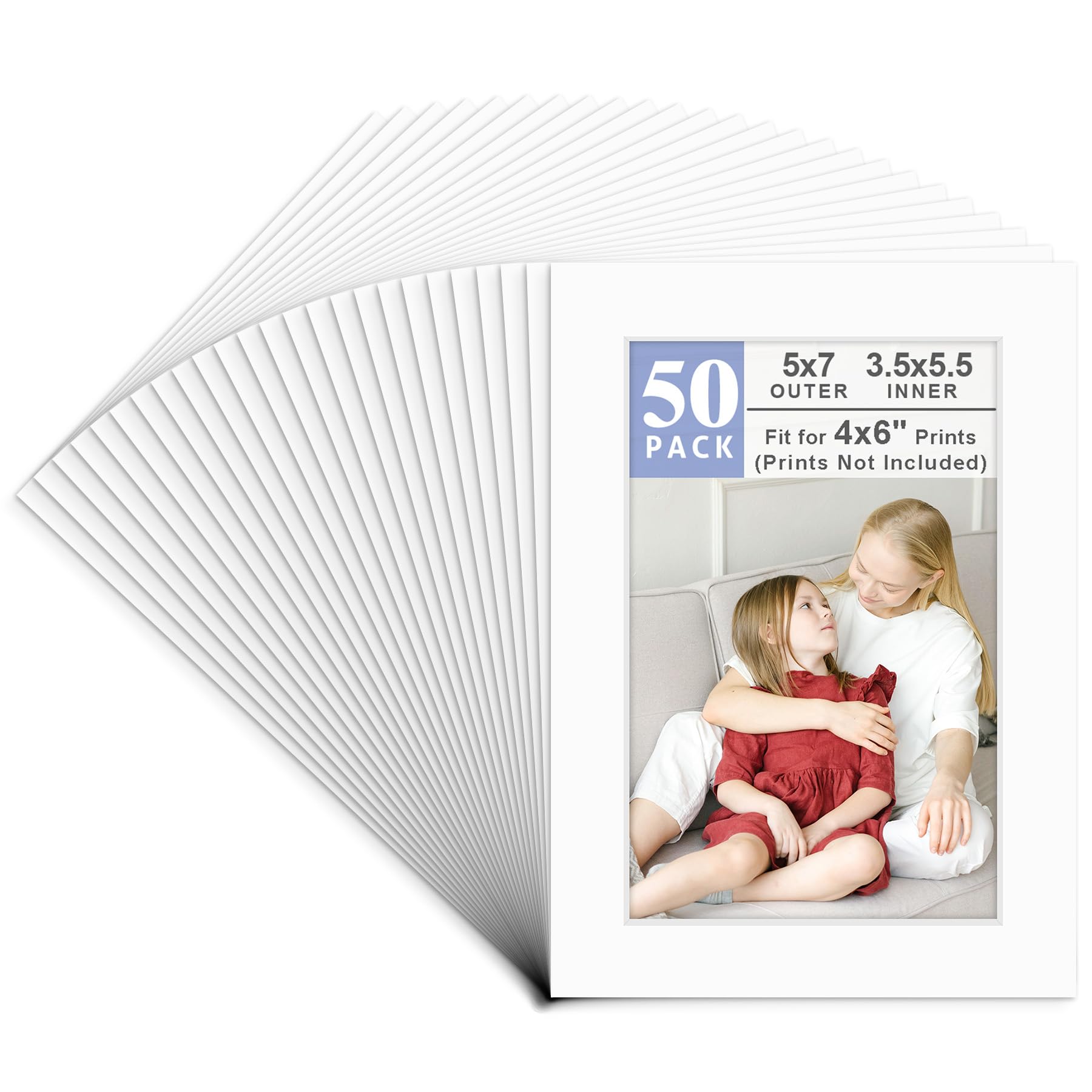 Golden State Art, Pack of 50, Acid-Free White Pre-Cut 5x7 Picture Mat for 4x6 Photo with White Core Bevel Cut Frame Mattes-image-37