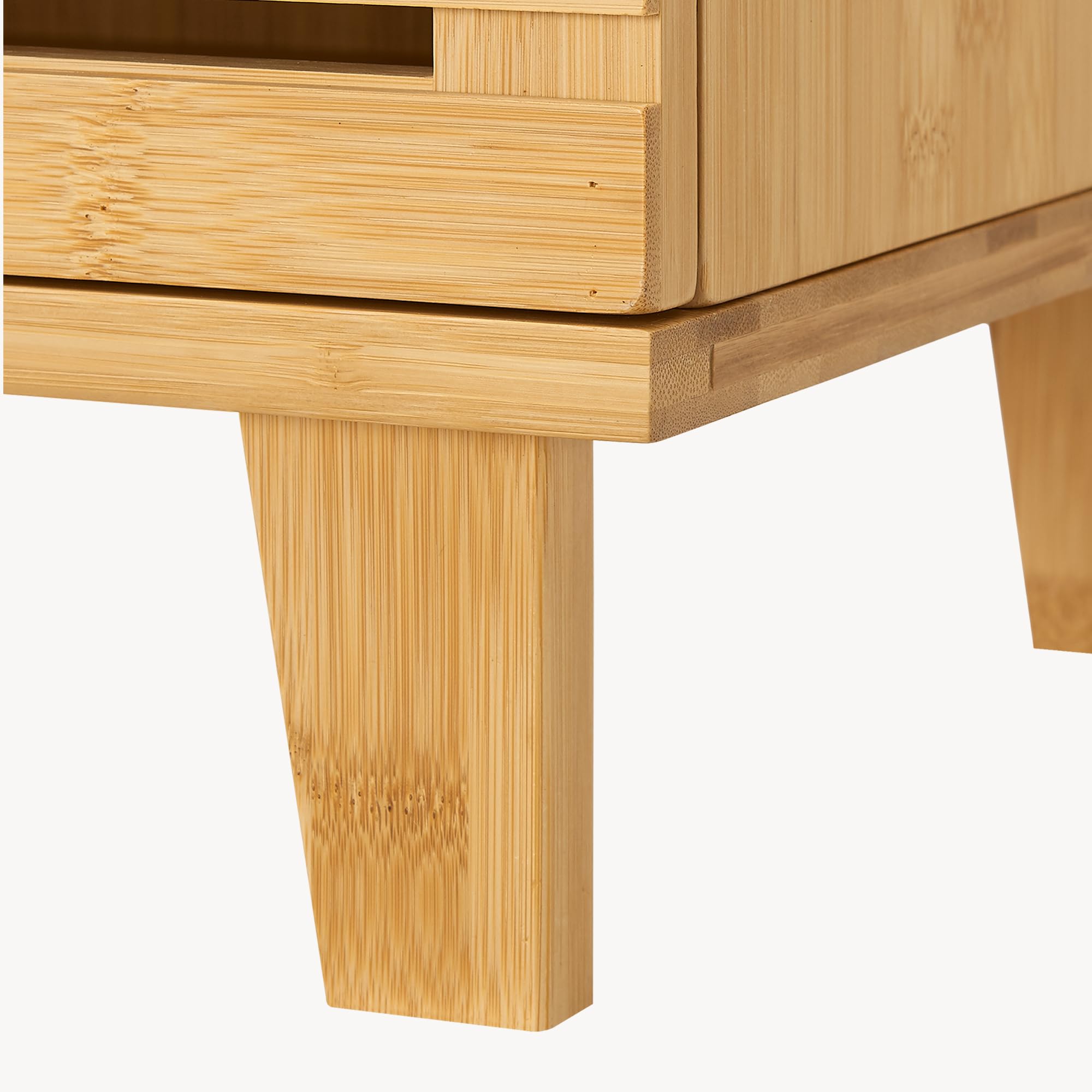 [en.casa] Mueble para Debajo del Lavabo Iveland con 2 Compartimentos Cerrados Mueble Auxiliar Baño con Puerta de Rejilla Ventilación Óptima Bambú 60 x 100 x 45 cm - Natural