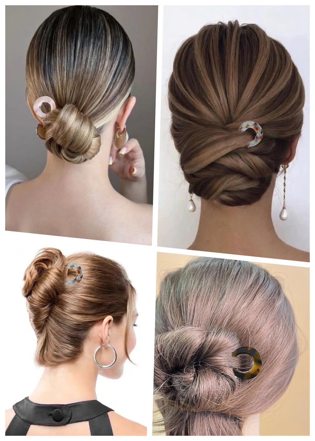 6 Stück französische Haarnadeln für Frauen, U-förmige französische Anstecknadeln, flache Haarspangen, Haarstylingnadeln für dünnes, dickes Haar, starker Halt, Haargabel für Dutt