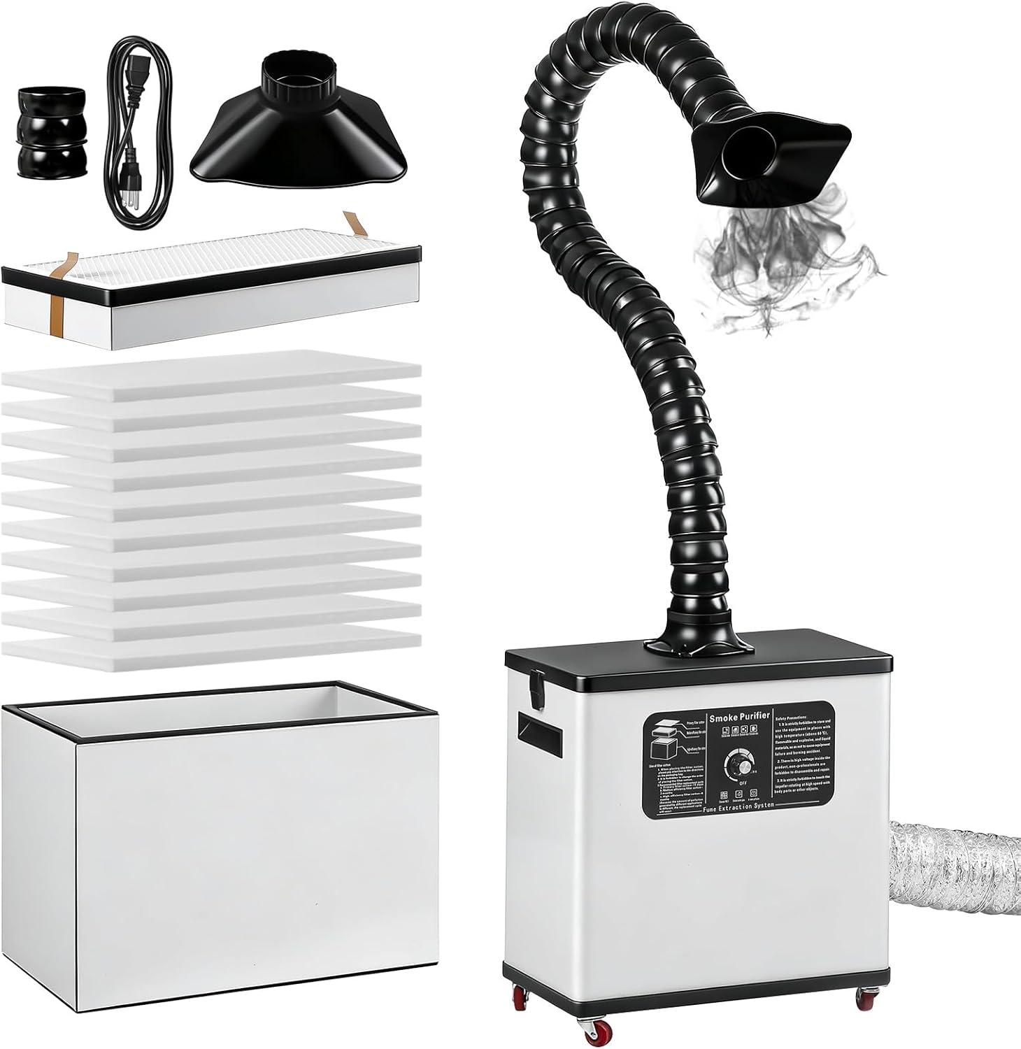 210W Laser Fume Extractor for S1/F1/M1/LU3, 360 m³/h（212 CFM）Strong Suction,Portable Solder Fume Extractor with 4-Stage Filtration System, Smoke Purification for Welding, Soldering, 3D Printing