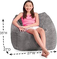 Vista 24 de Posh Creations Puf estructurado cómodo para jugar, leer y ver la televisión, Malibu Lounge, tela de lona para colorear, criaturas