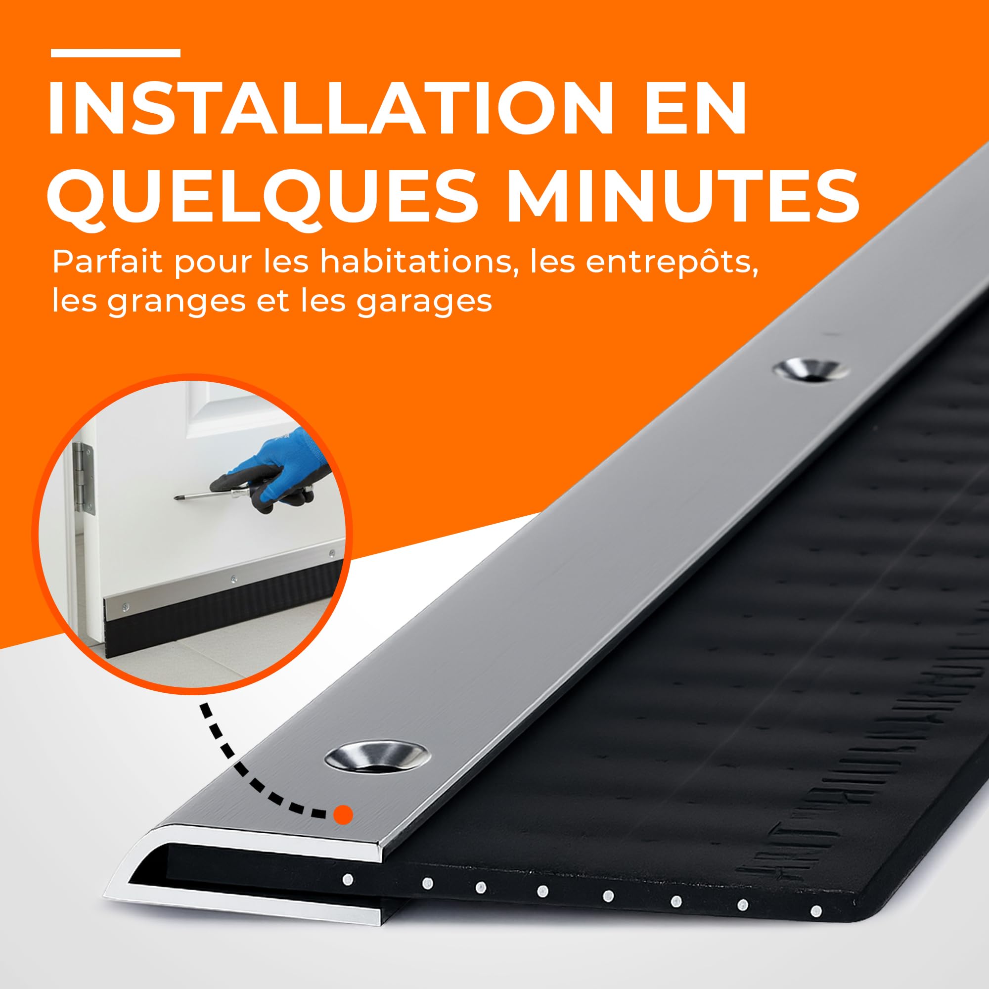 Boudin de Porte 1 m 30 mm Bas de Porte Anti Souris et Rongeurs, Profilé en Aluminium avec Joint Santoprene™ et Renfort en Fil d’Acier Inoxydable, Qualité Professionnelle