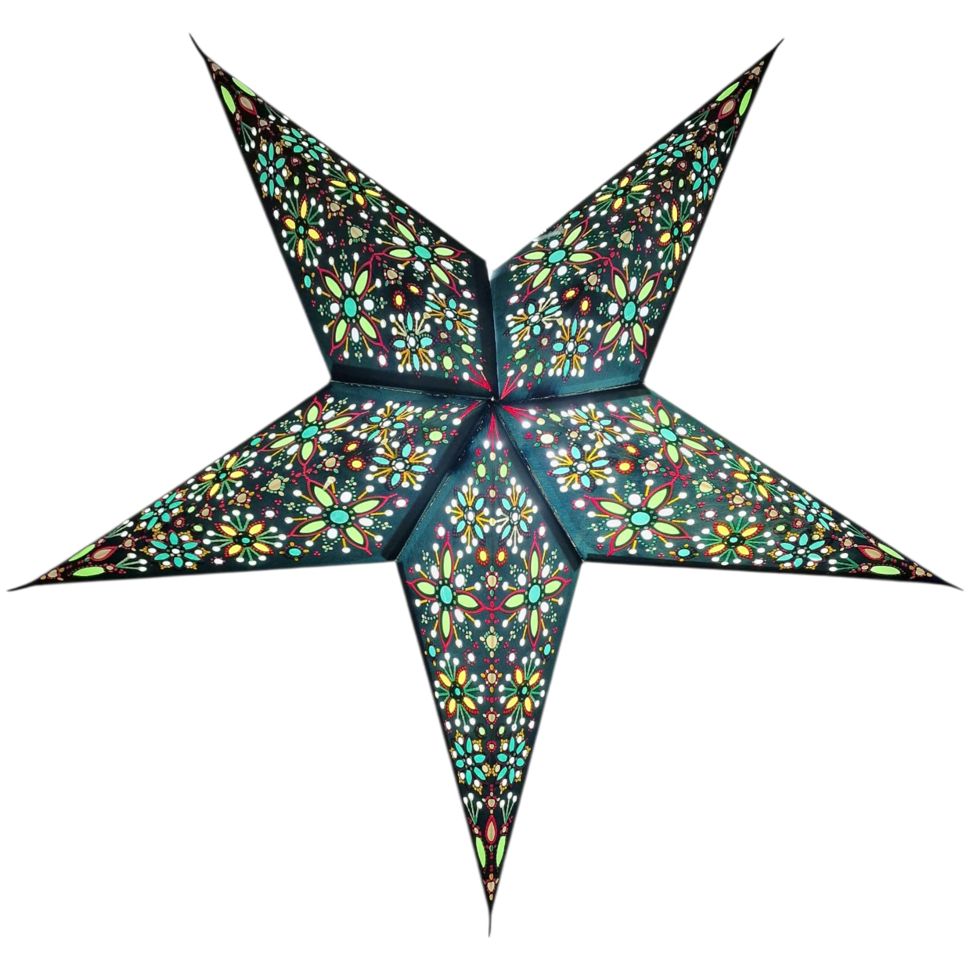 YEPSIO Lantern Lampshade Paper Star Light Shades Large 60cm Hanging Decorations for Christmas Wedding Home Decoration Birthday Party Foldable 5 Pointed Star (Blue, Green, Yellow) โ image 1