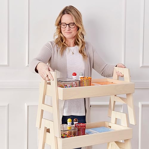 Miniatura 22 de ECR4Kids Estante apilable ajustable con borde completo, estantería, gris lavado Blanco antiguo,Marrón oscuro,Gris (Grey Wash),Natural