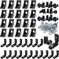 Vista 11 de 20 piezas de soporte de esquina de extrusión de aluminio negro de 2020 con ranura en T, forma interior en L, conector de hardware de ángulo de unión