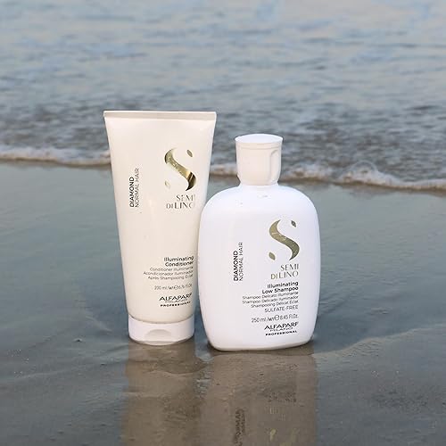 Miniatura 9 de Alfaparf Milano Semi di Lino Diamond Illuminating Shampoo and Conditioner Set  Champú y acondicionador sin sulfato para cabello teñido  Añade brillo