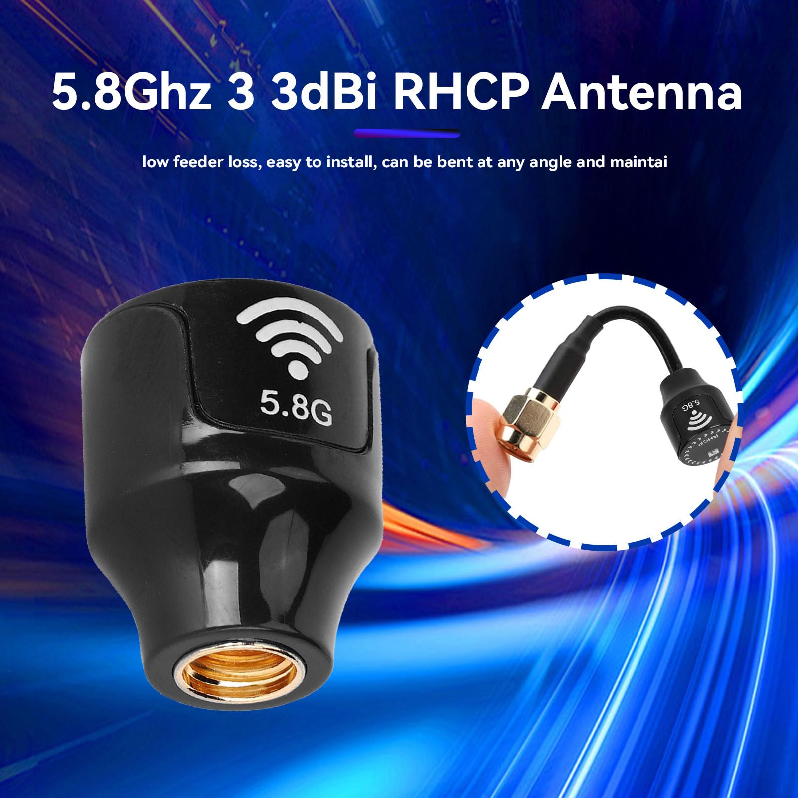 5.8Ghz 3dBi antena Lollipop Super Mini Antena RC Drone FPV Quadcopeter Multicopter(wewnętrzna needle-black)