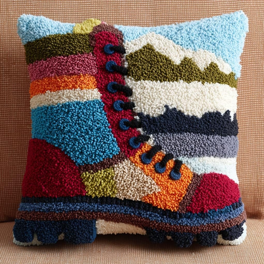 WallustrioaW DIY Rug Cushion kit 43x43cm,Cartoon Shoes