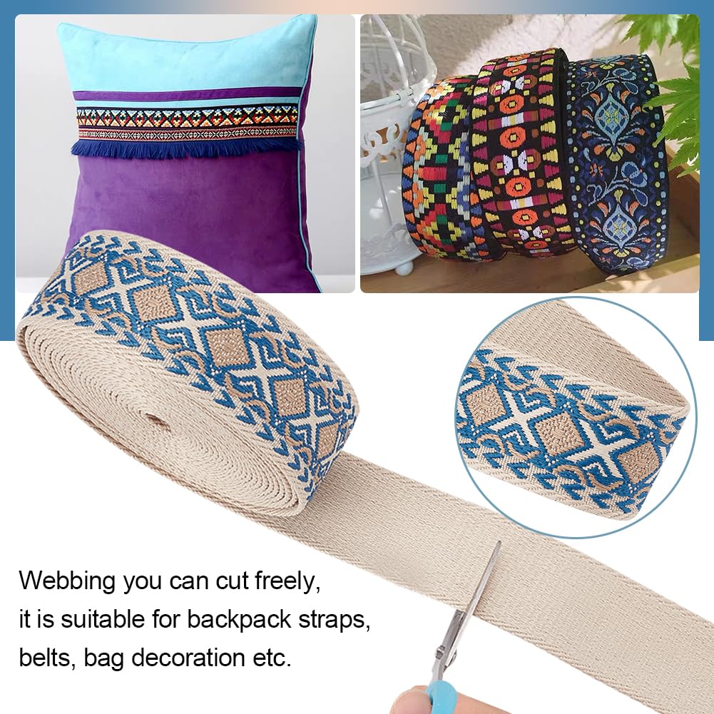 Nastri In Poliestere Ricamati Etnici - 4 Rotoli Da 7m, Larghezza 25mm, Per Cucito E Decorazioni - Foto 2