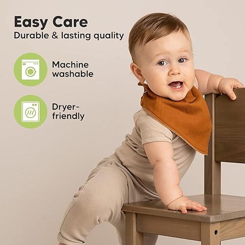 Miniatura 7 de Paquete de 8 baberos orgánicos para bebé baberos unisex elegantes baberos de bandana súper absorbentes baberos de dentición suave para bebés baberos