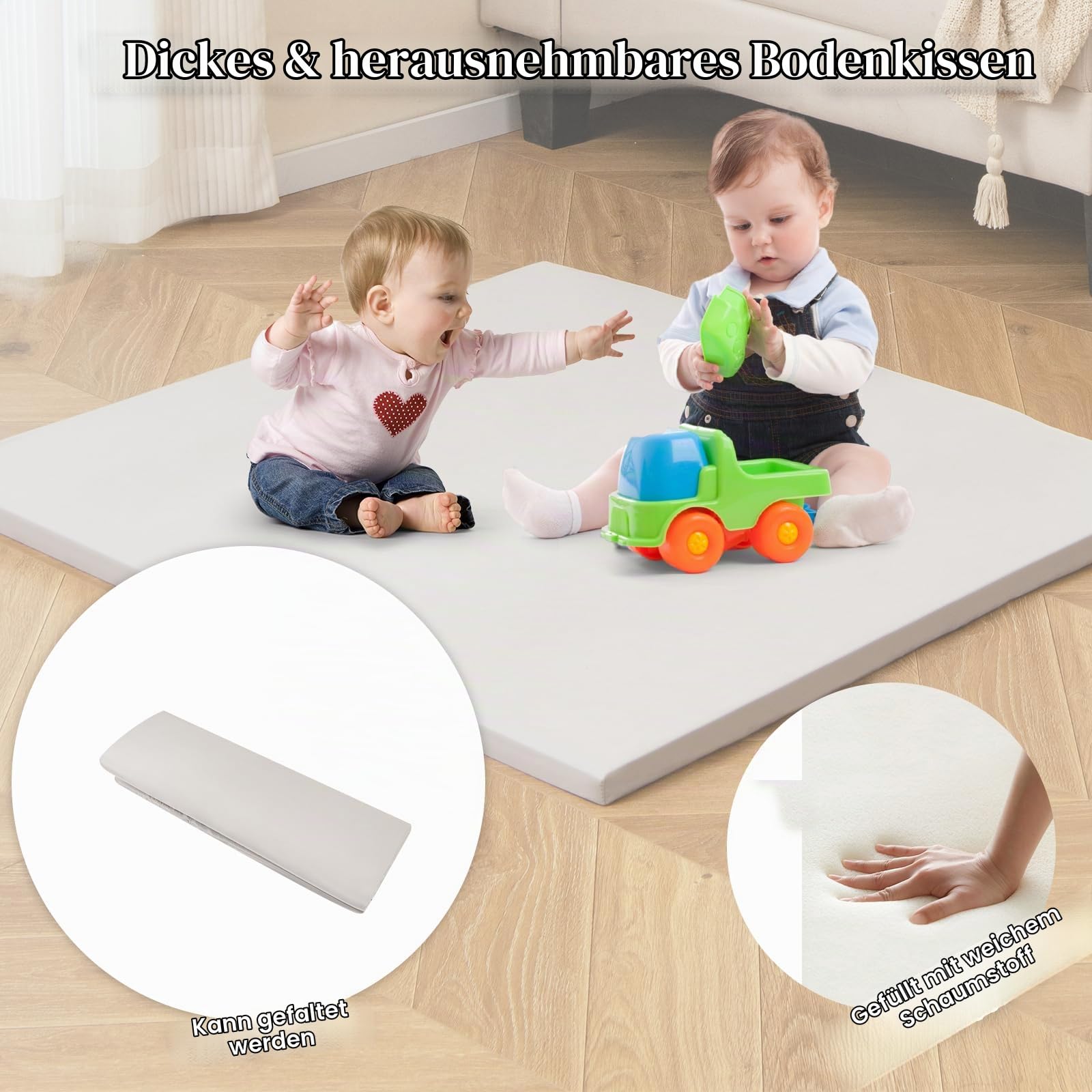 HOMASIS 6 in 1 Kinderzelt Indoor, Spielzelt mit Kindertisch & Stuhl, Kinder Spielhaus mit Matte & Tafel & Aufbewahrungsbox, Kinderspielhaus aus Holz für Kinder ab 2 Jahren (Mit 6 Boxen)