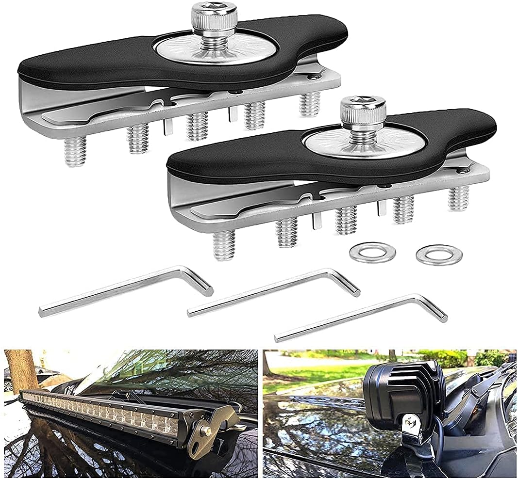 Chelhead Led Light Bar Mounting Brackets, 2PCS Stainless Steel Universal Pillar Hood led Work Light bar Mount Brackets Clamp Holder Compatible with Jeep Truck SUV Truck Sedan Hatchback Wagon