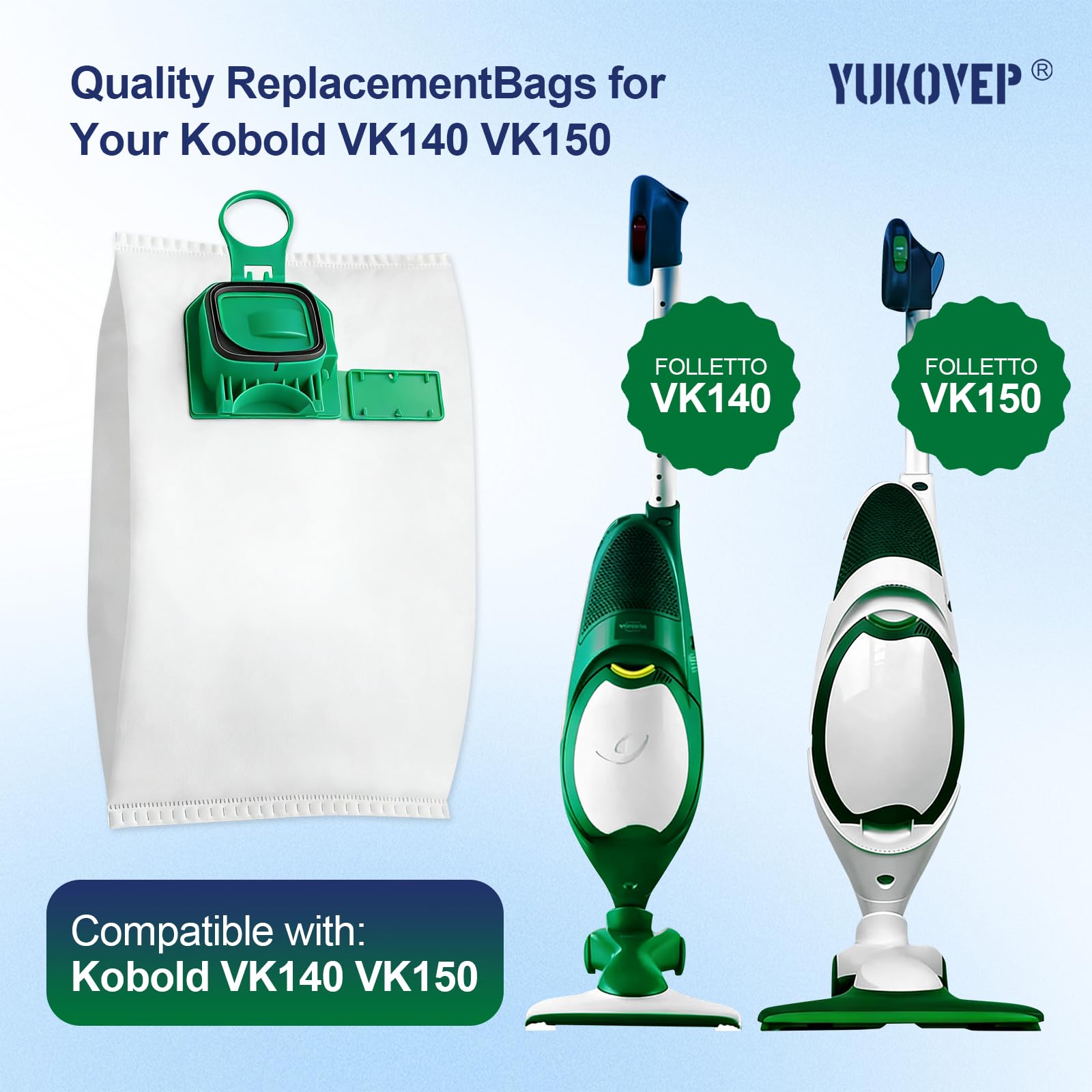 Kit 6 Sacchetti Folletto VK140 e VK150, Ricambi Compatibili fp 140-150 (6 Sacchetti + 2 Filtri Motore) - 3