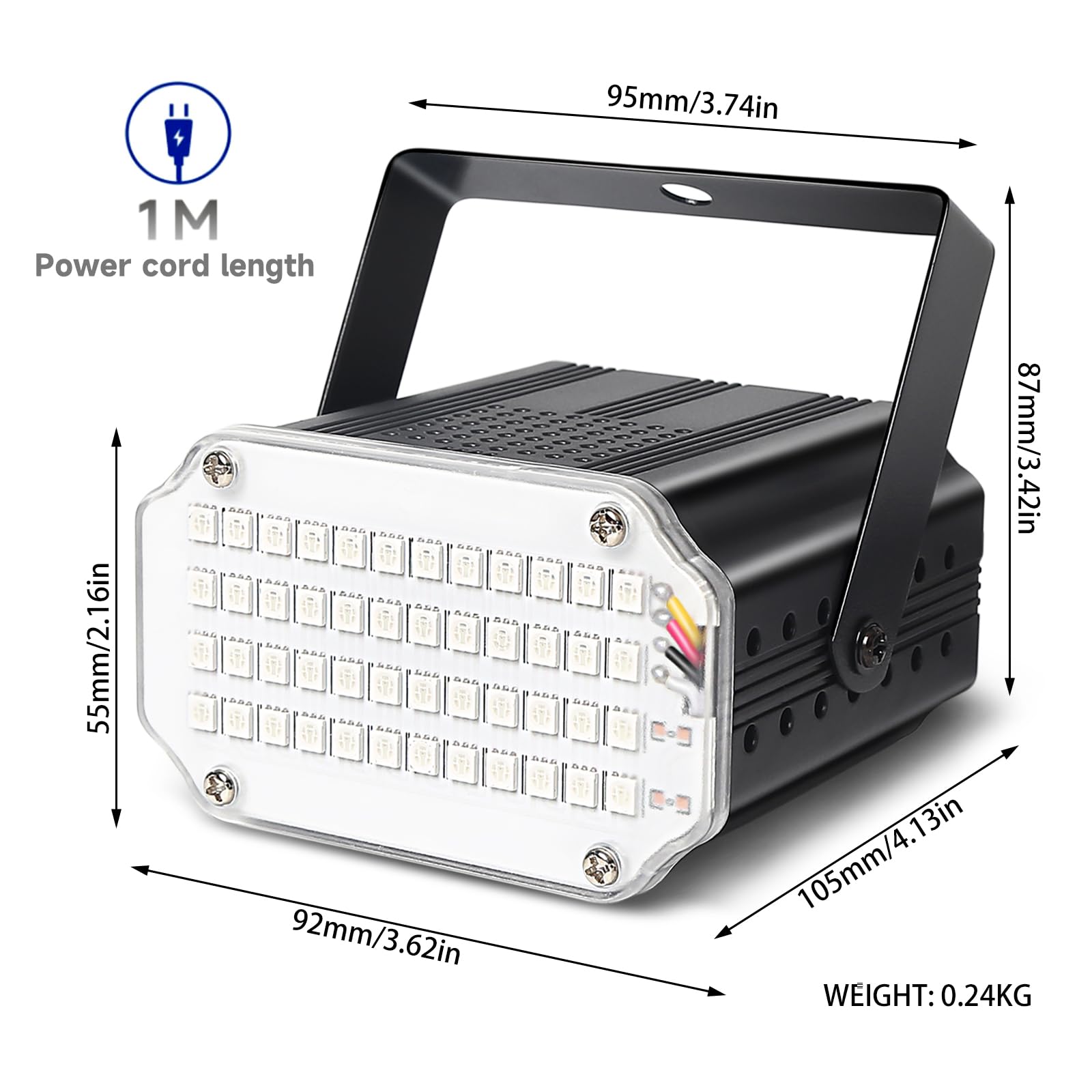 48Led Estroboscopica Discoteca con Mando, Luces Estroboscópicas Flash Color para Fiestas, Luz Stroboscope Activada Sonido