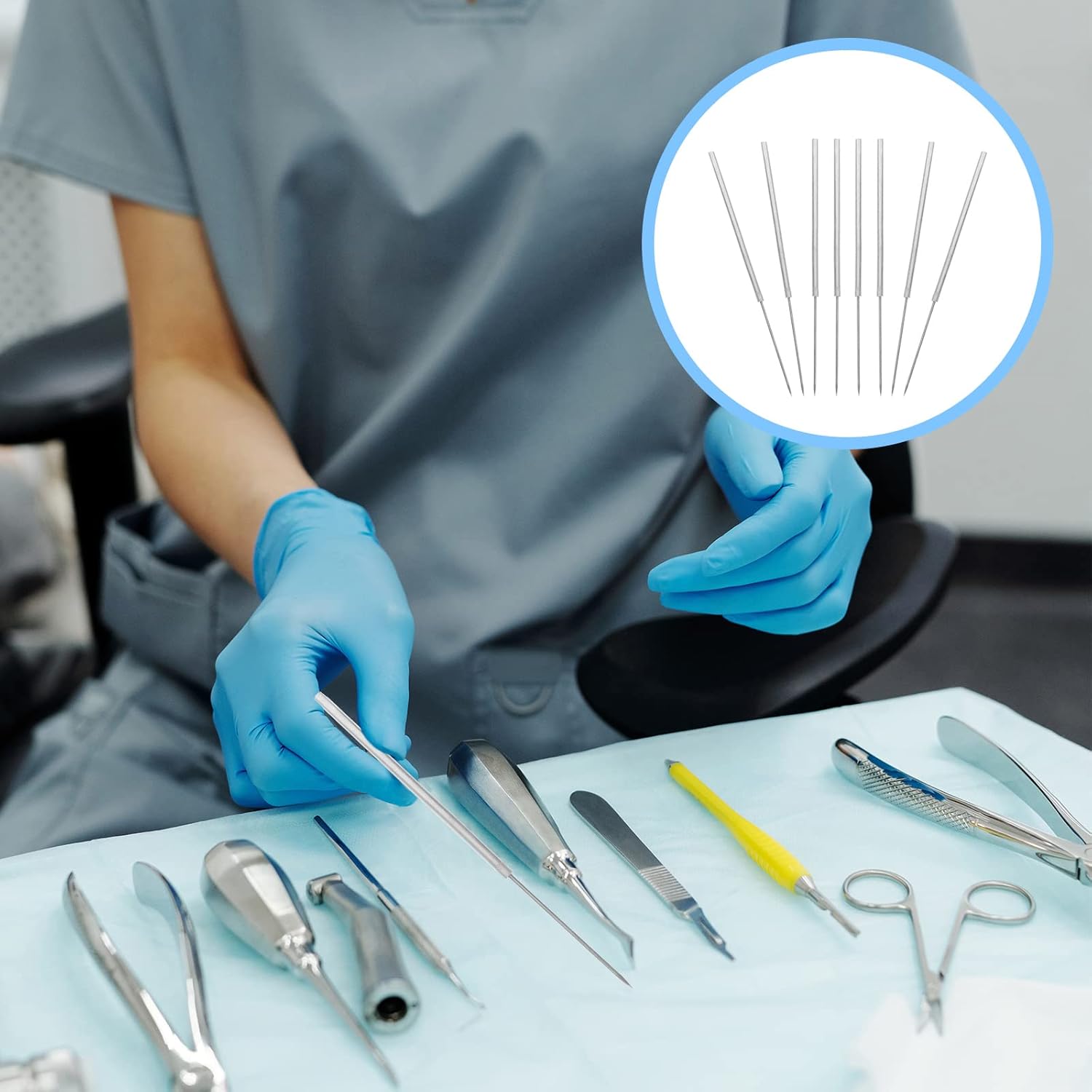 ULTECHNOVO 8pcs Dissection Needle Stainless Steel Single End Probe Lab Bio Experiment Dissection