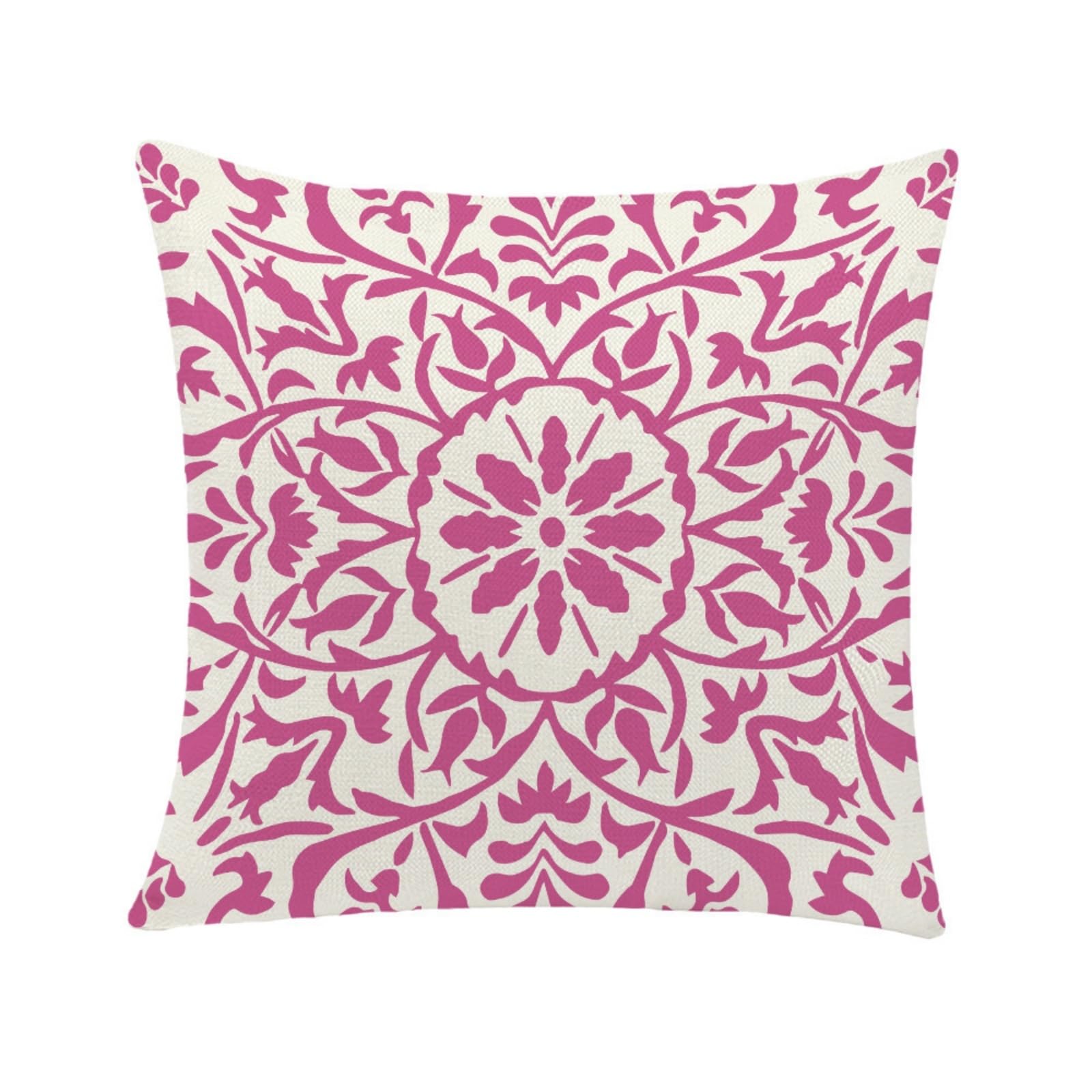 Cushion Covers 40cm x 40cm Pink Flowers Sofa Cushion Cover Linen with Invisible Zippers,Throw Pillow Covers for Bedroom Home Decor