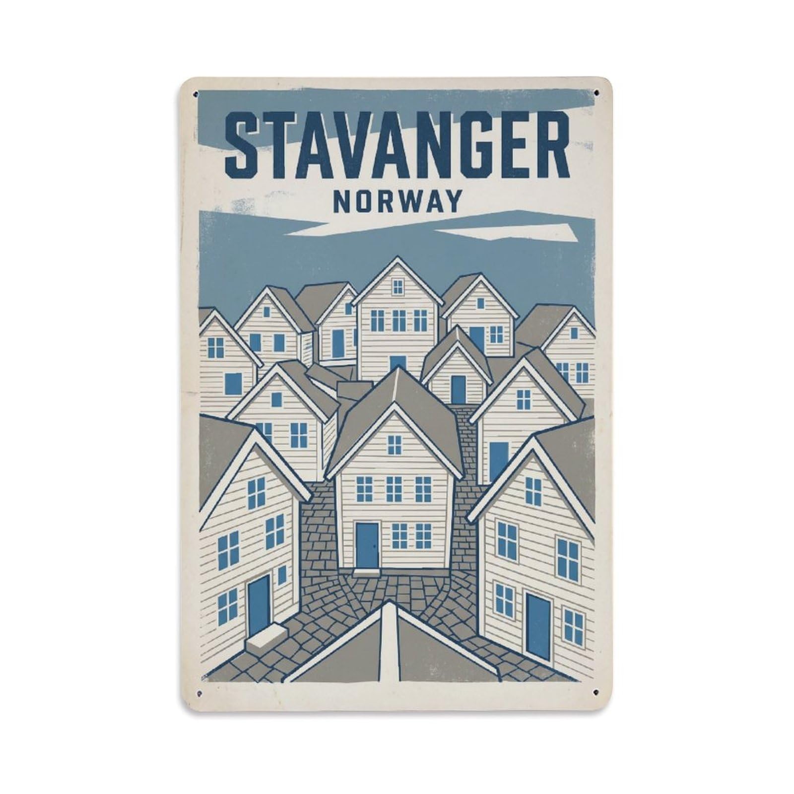 Retro Norway Stavanger Travel Metal Tin Sign Plaque Wall Decor for Cafe, Club Bar, Office, Garden Metal Poster 8x12Inch