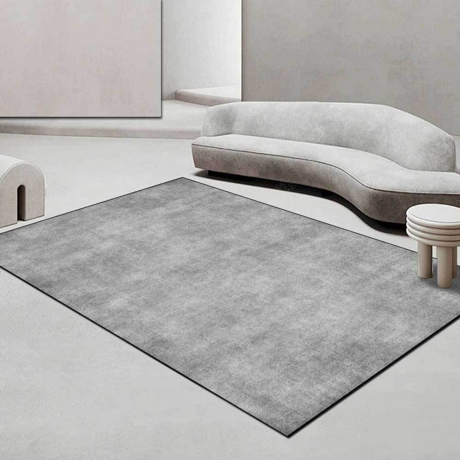 Tapis moderne et facile d'entretien, antidérapant, gris clair, uni, pour salon et chambre à coucher, 120 x 230 cm, design élégant pour la décoration d'intérieur, poils courts et doux