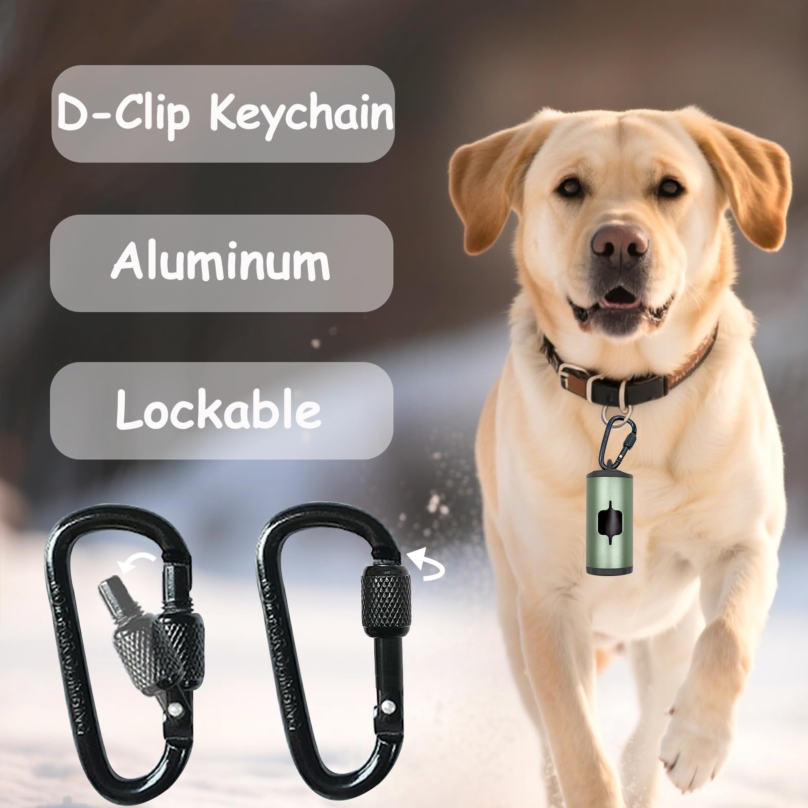Hondenpoepzakhouder, 2 kleuren, afvalzakhouder met karabijnhaak, handsfree poepzakdrager voor riem, dispenser voor hondenuitlating, accessoire voor hondenuitlaten (zwart, groen