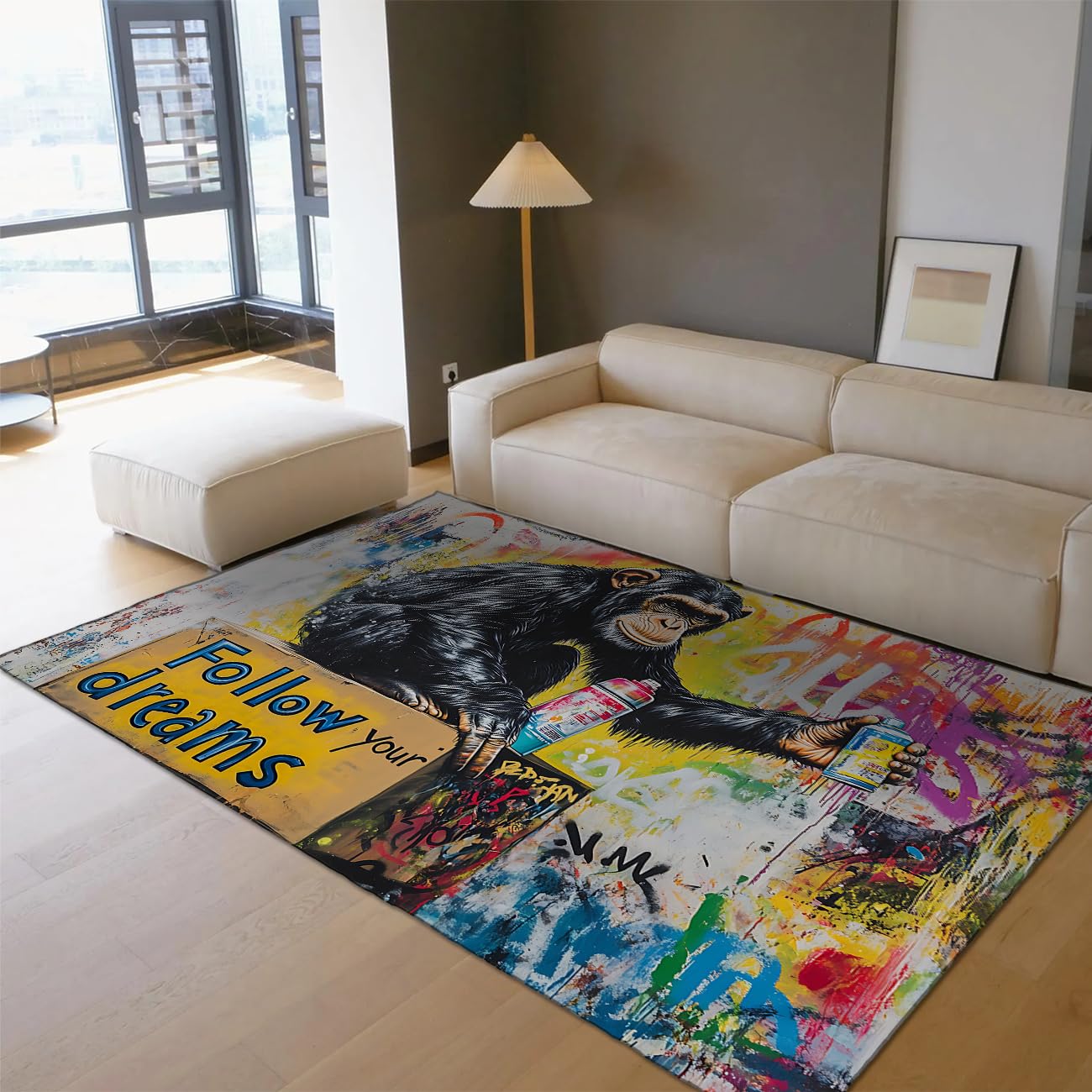 Tapis 120x180cm coloré pour créer une ambiance street art dynamique dans votre chambre ado