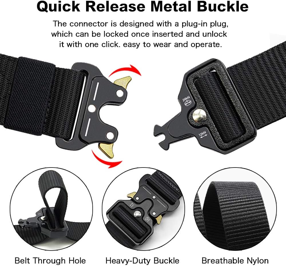 DOOPAI Tactical Belt for Men, 3Pack Military Nylon Web with Heavy Duty Quick Release Metal Buckle - Image 4