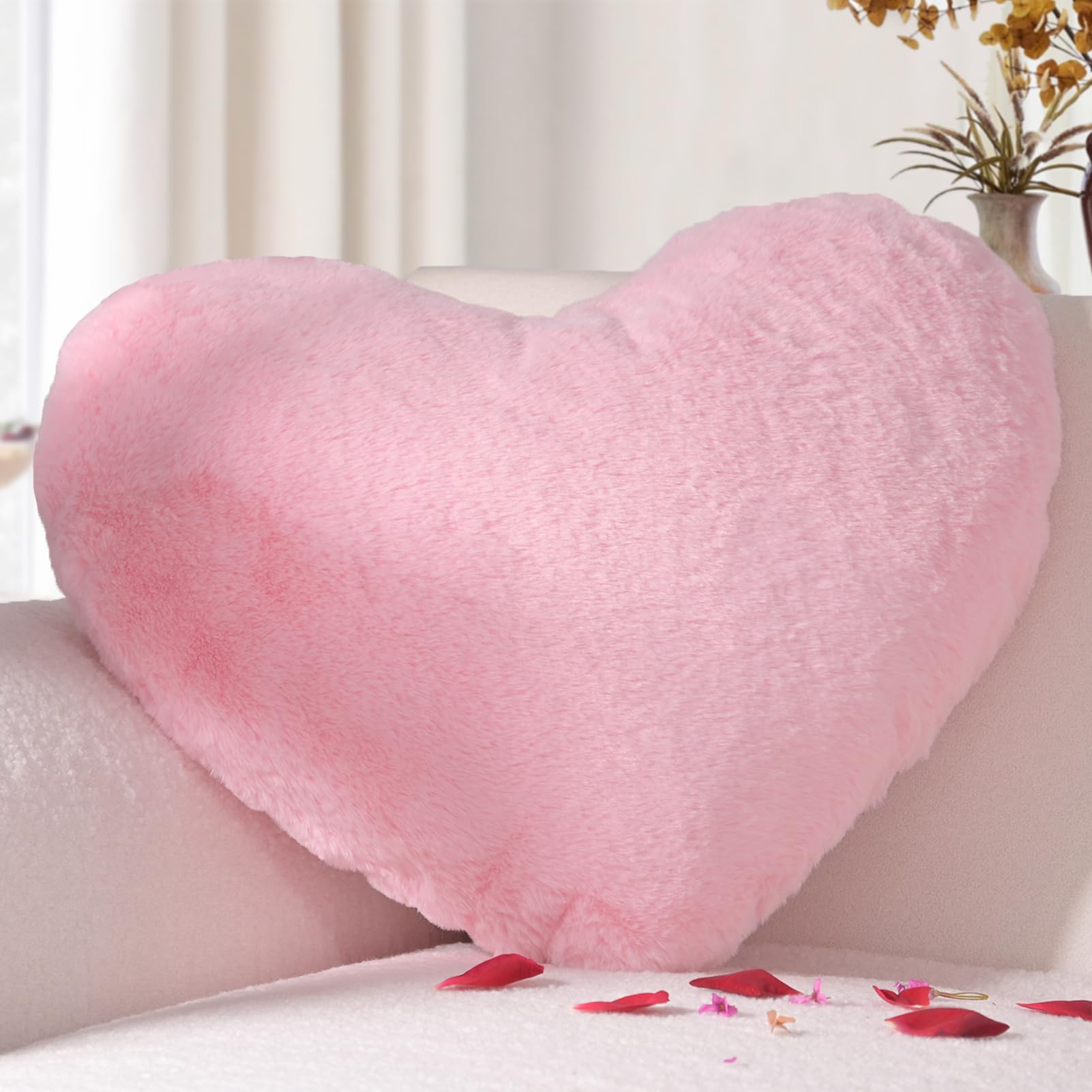 Yhoelata Cojin Corazon, Rosa Claro Cojines Peluche Corazon, Grande Almohada en Forma de Corazón Cojín Sofa Personalizado, Cojines Cama Decorativos Aesthetic, Regalo 37x47cm