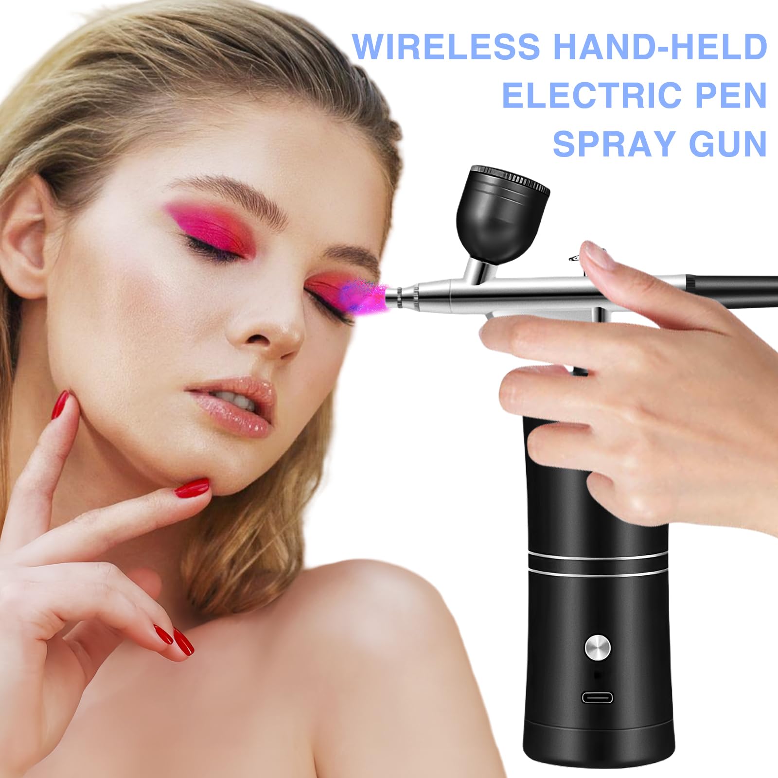 Set Aerografo, Kit Aerografo, Set Aerografo Senza Fili, Aerografo Con Compressore USB Ricaricabile, Kit Aerografo Con Compressore Per Pittura Di Modelli, Trucco, Barbiere, Decorazione Di Torte (Nero)