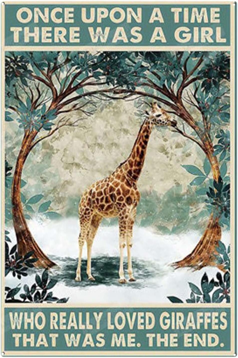 Bonoff Girls Giraffe Once Upon A Time There Was A Who Really Loved Giraffvertical Tin Sign For Office Wall Art Decor Metal Sign Poster 8X12 Inches