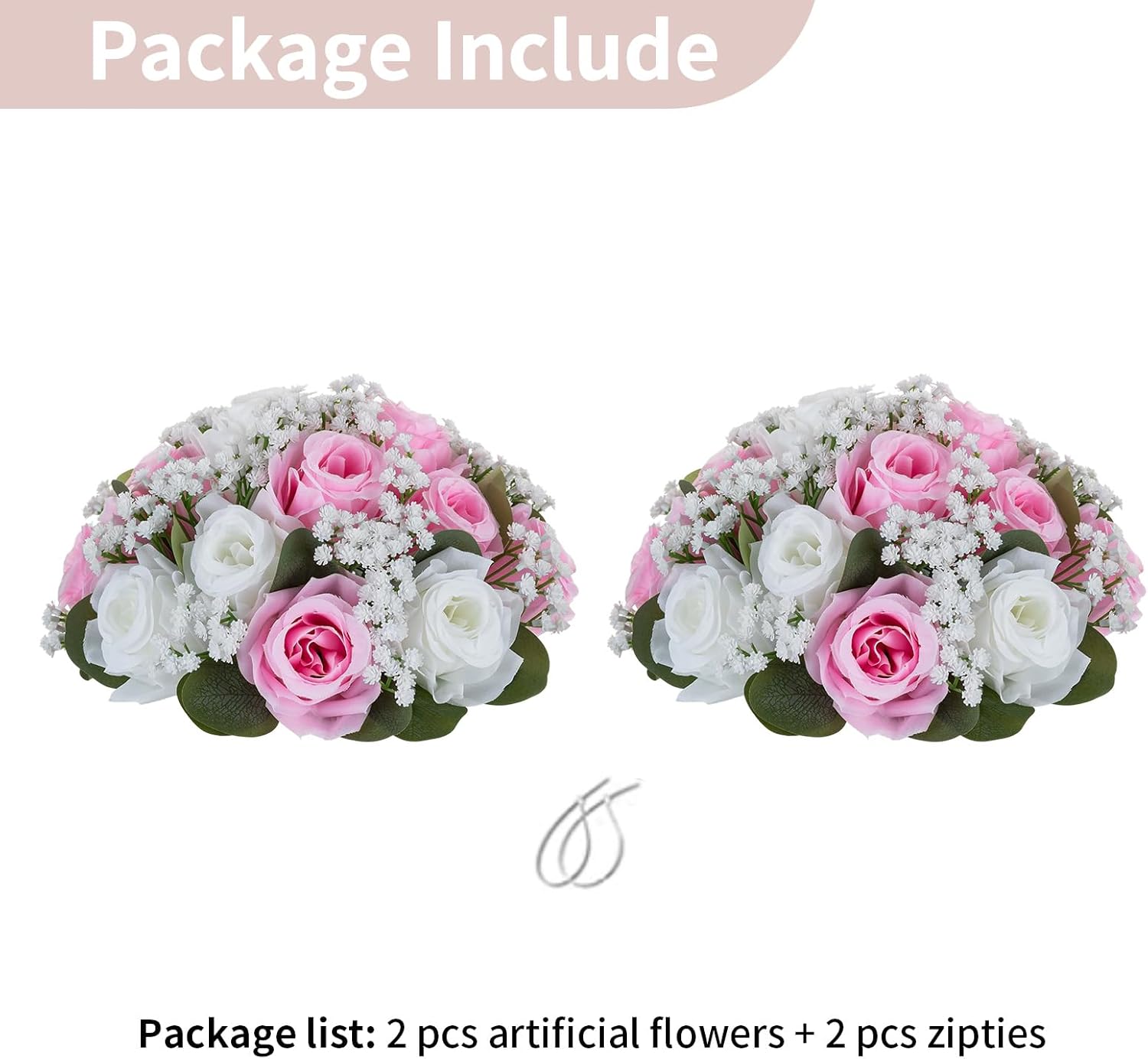 NUPTIO Baby Breath Flower Balls: 2 Pcs 8.6 inch Diameter Pink Artificial Rose Fake Arrangement Bouquet Wedding Centerpieces Event Party Tables Decorations - Image 8