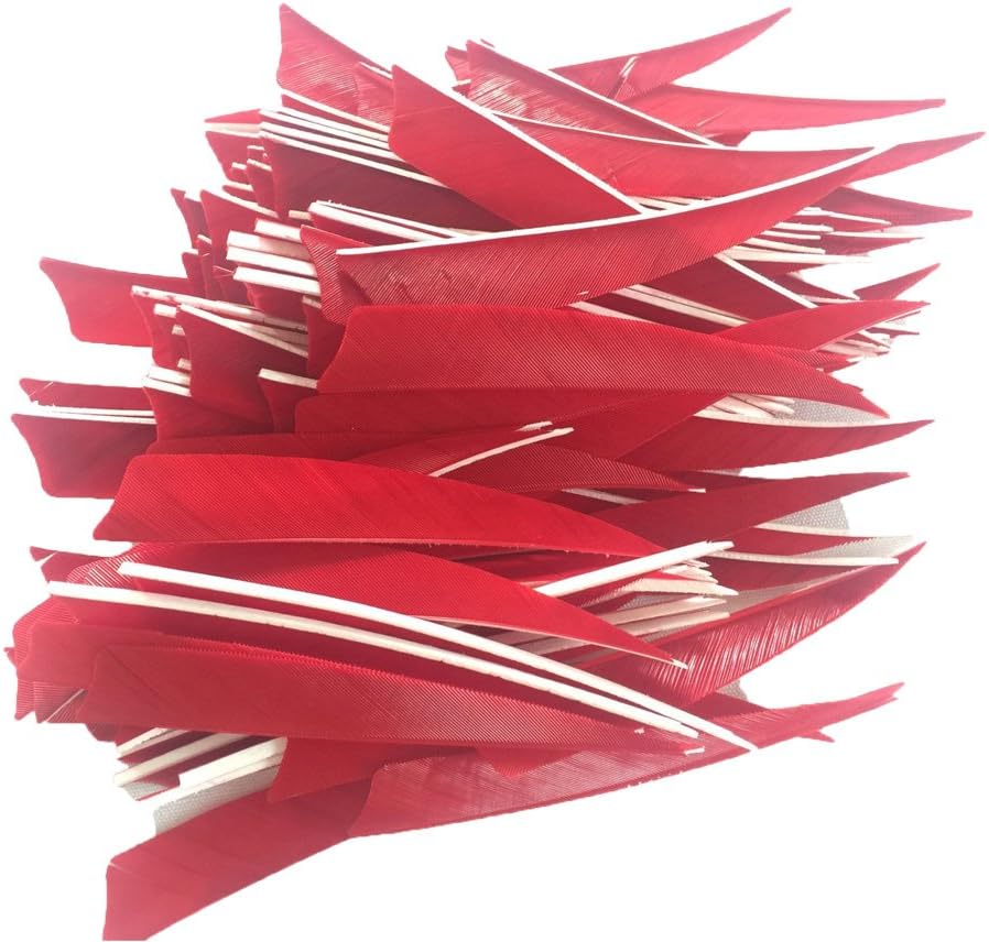 JIEXI HWYP Archery Fletches 4" turkey Feather Fletching Shield Shape Pack of 100