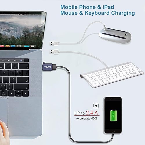 Miniatura 10 de MOSISO Paquete de 2 adaptadores USB C a USB, conector USB tipo C a USB, convertidor Thunderbolt 3 a USB 3.0 OTG compatible con MacBook Pro