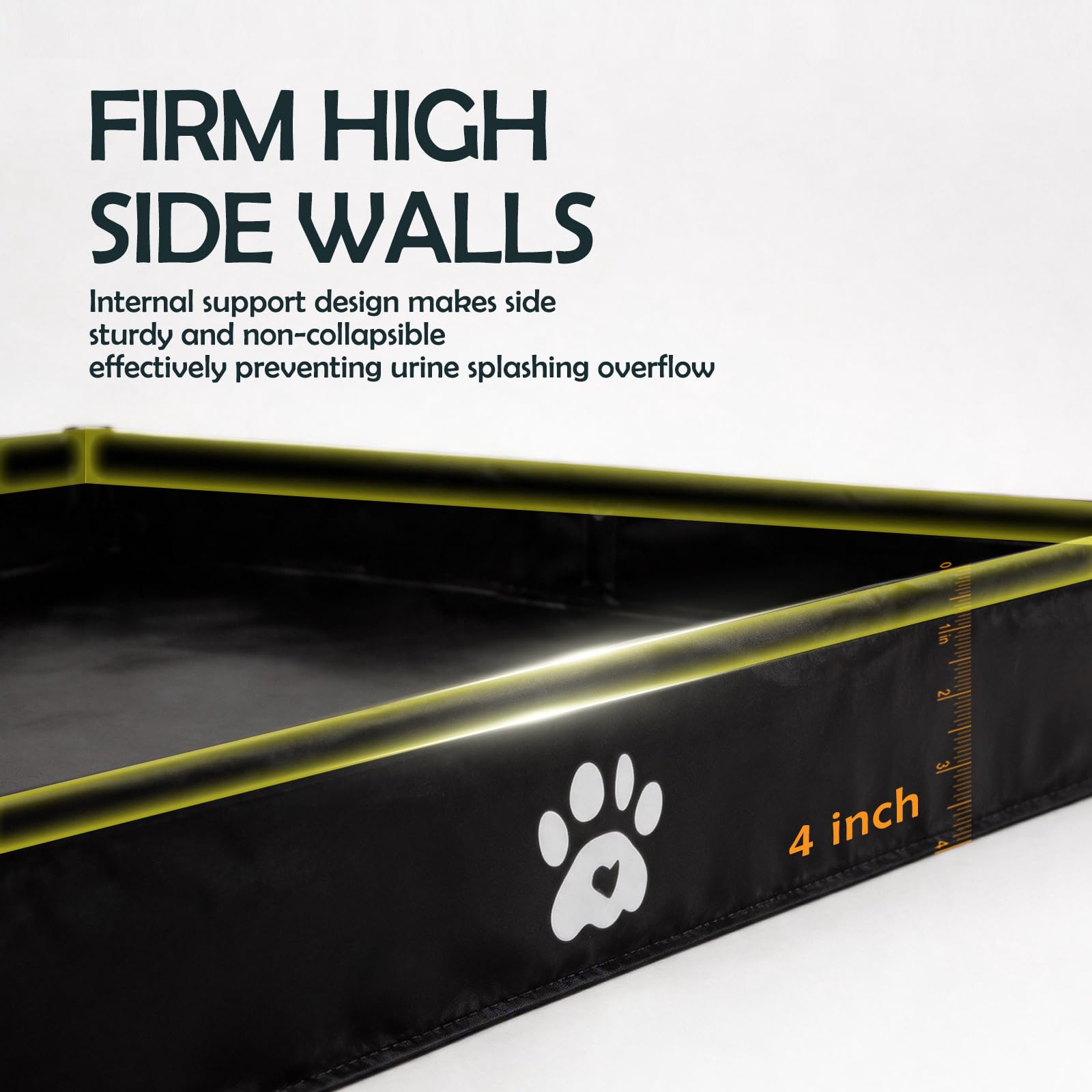 MEEXPAWS Plateau pliable pour tapis d'urine pour chien, base haute, bac à litière d'intérieur pour grand chien, 83 x 55 cm, entraînement anti-fuite, pot facile à nettoyer
