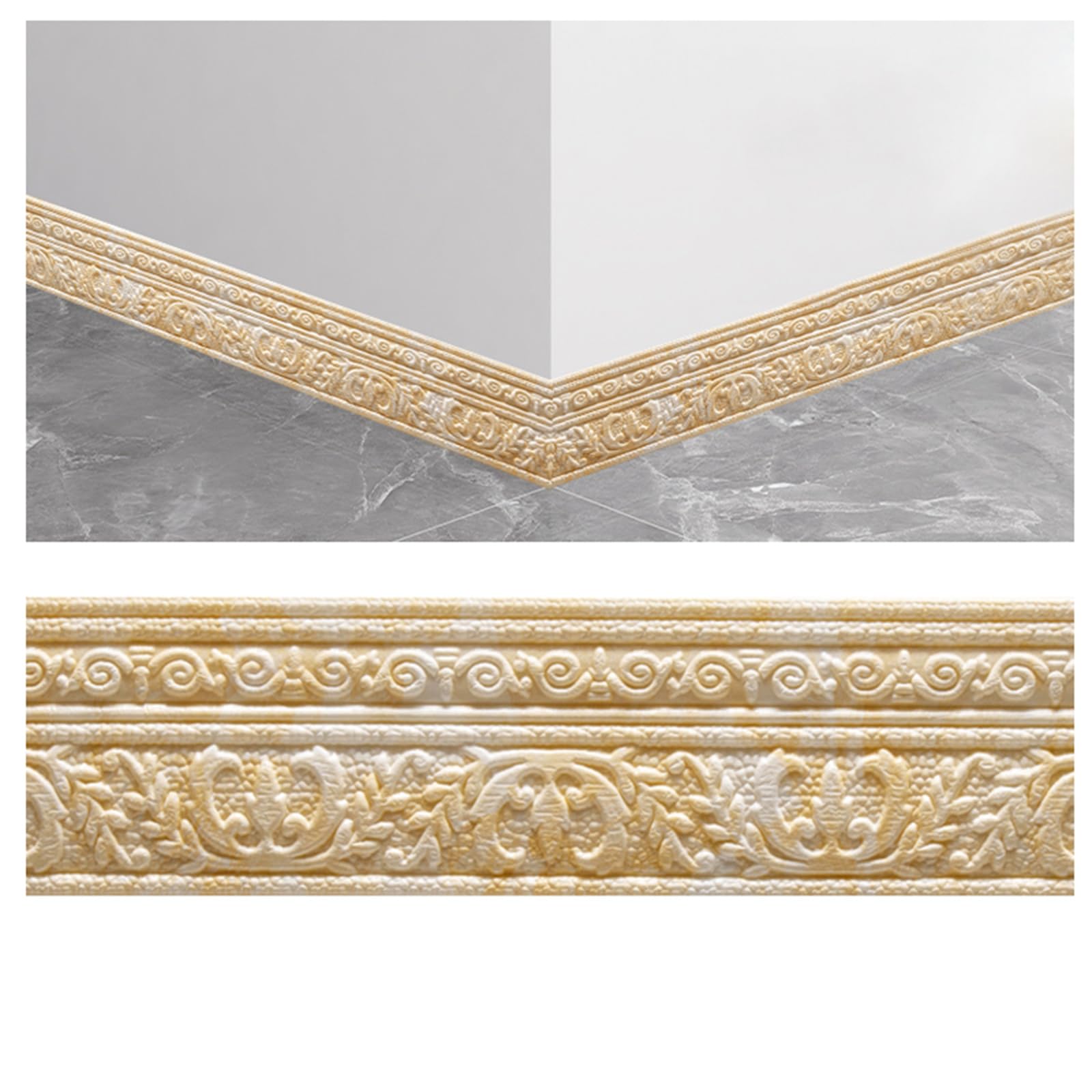 Elastyczna listwa przypodłogowa, samoprzylepna listwa przypodłogowa, listwa ścienna, długość 2,30 m, rzeźbiona Du D(Marble Yellow)