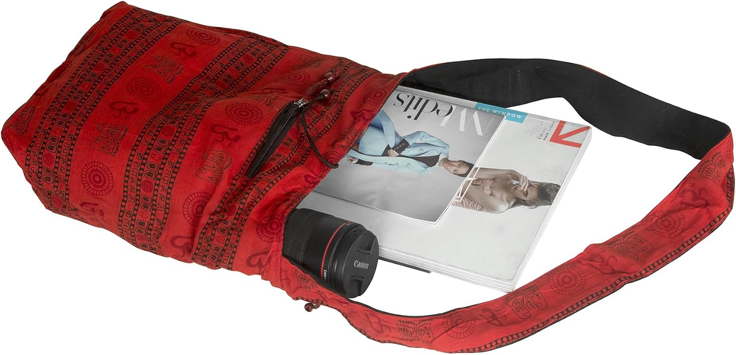 Tribe Azure Hobo Bag OM Symbol Cotton Canvas Large Messenger Handbag Shoulder Comfortable Roomy Fashion - Image 5