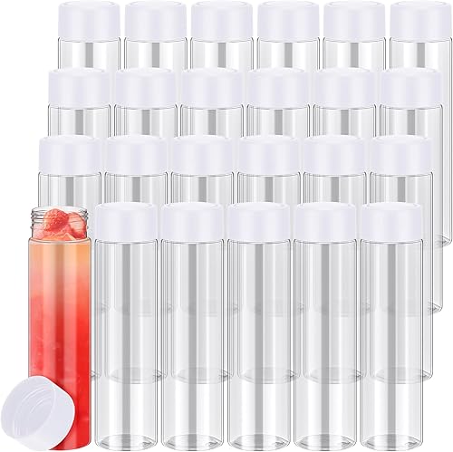 24 botellas de plástico para jugo de 13.5 onzas con tapas, botellas sensoriales reutilizables con tapas blancas, botellas de agua a granel,