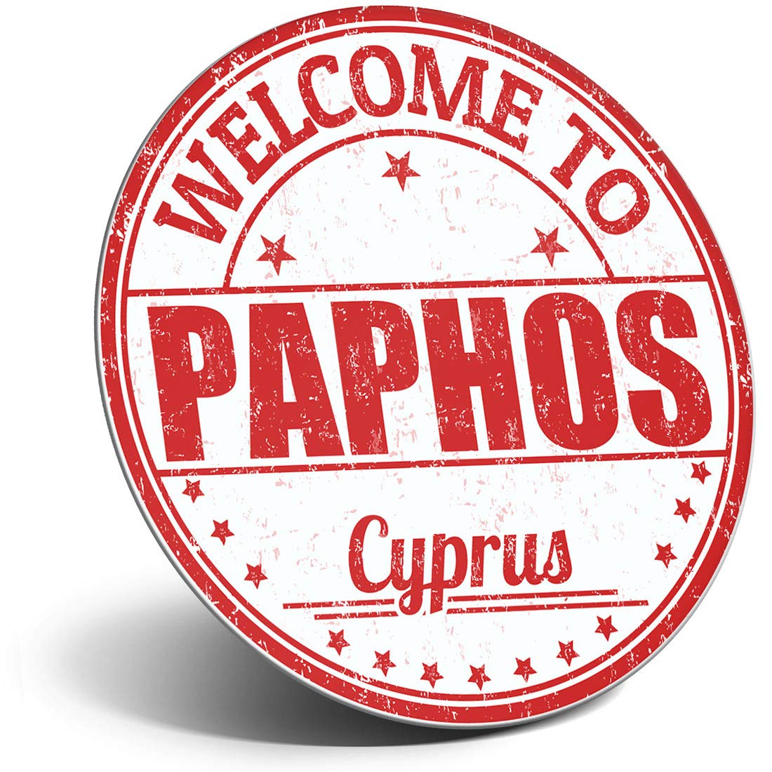 Destination Vinyl Ltd Magnet For Refrigerator, Fridge - Paphos Cyprus Travel Stamp For Office, Cabinet And Whiteboard, Magnetic Stickers, 6057