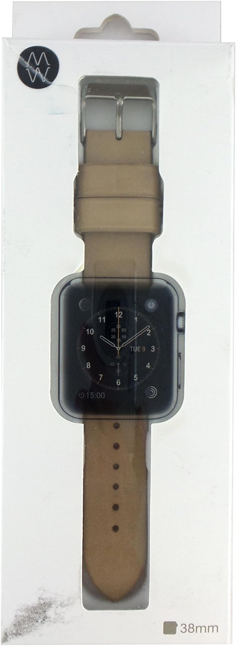 Monowear MWLTBE20MTSI Leather Bracelet with Matte Adaptor 38 mm Beige/Silver