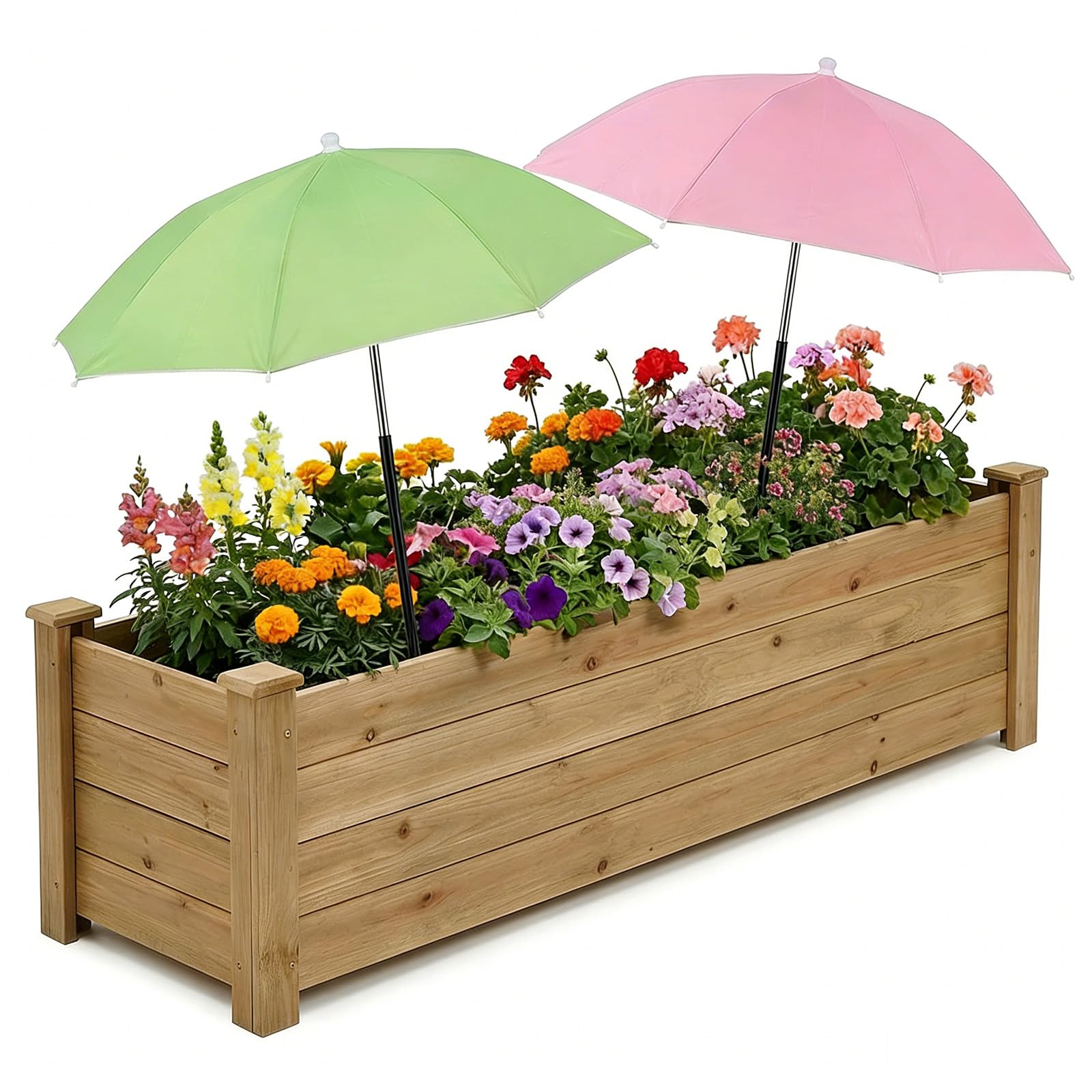 2 Pack Garden Plant Umbrellas for Outdoor Plants, 24'' Upgraded Plant Shade Umbrella, 39.4'' Higher Sun Protection Cover Umbrellas for Patio, Flower Pots, Garden Beds, Potted Plants(Pink, Green)